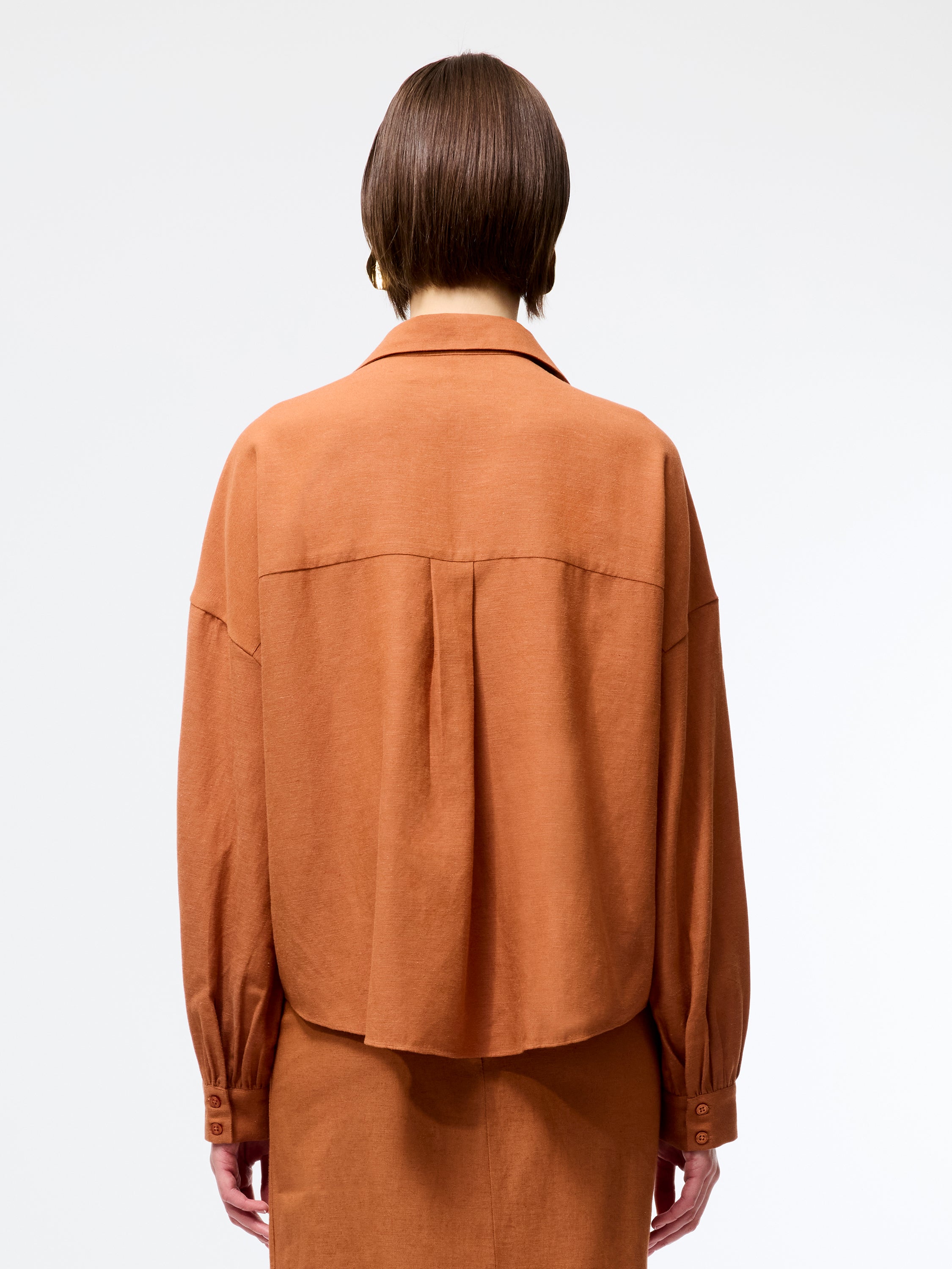 Ariette Linen Blend Long Sleeve Tuck Shirt