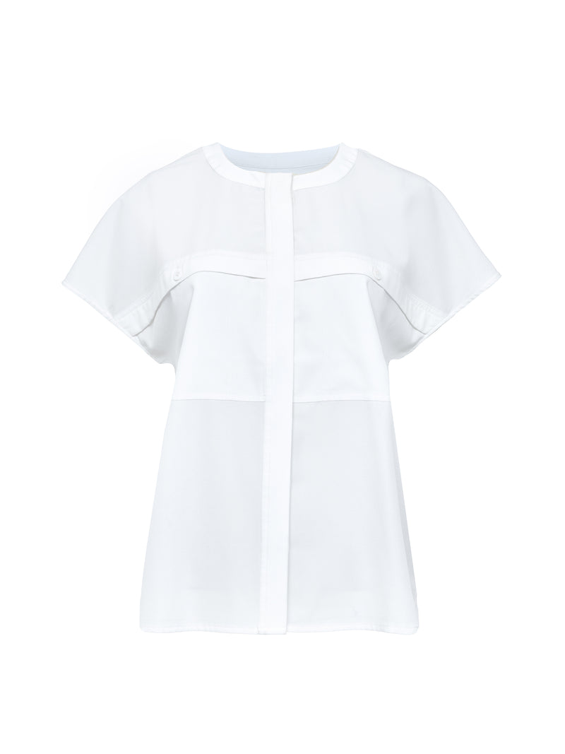 Capriana Crepe Cap Sleeve Yoke Top