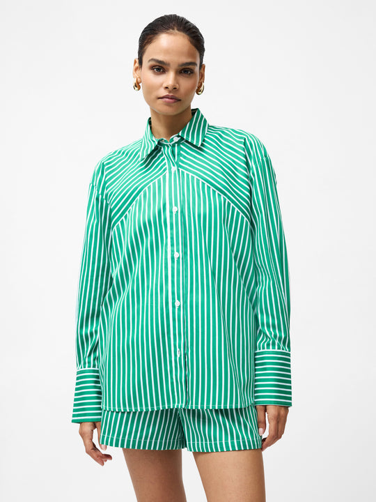 Alexis Cotton Angled Yoke Striped Shirt