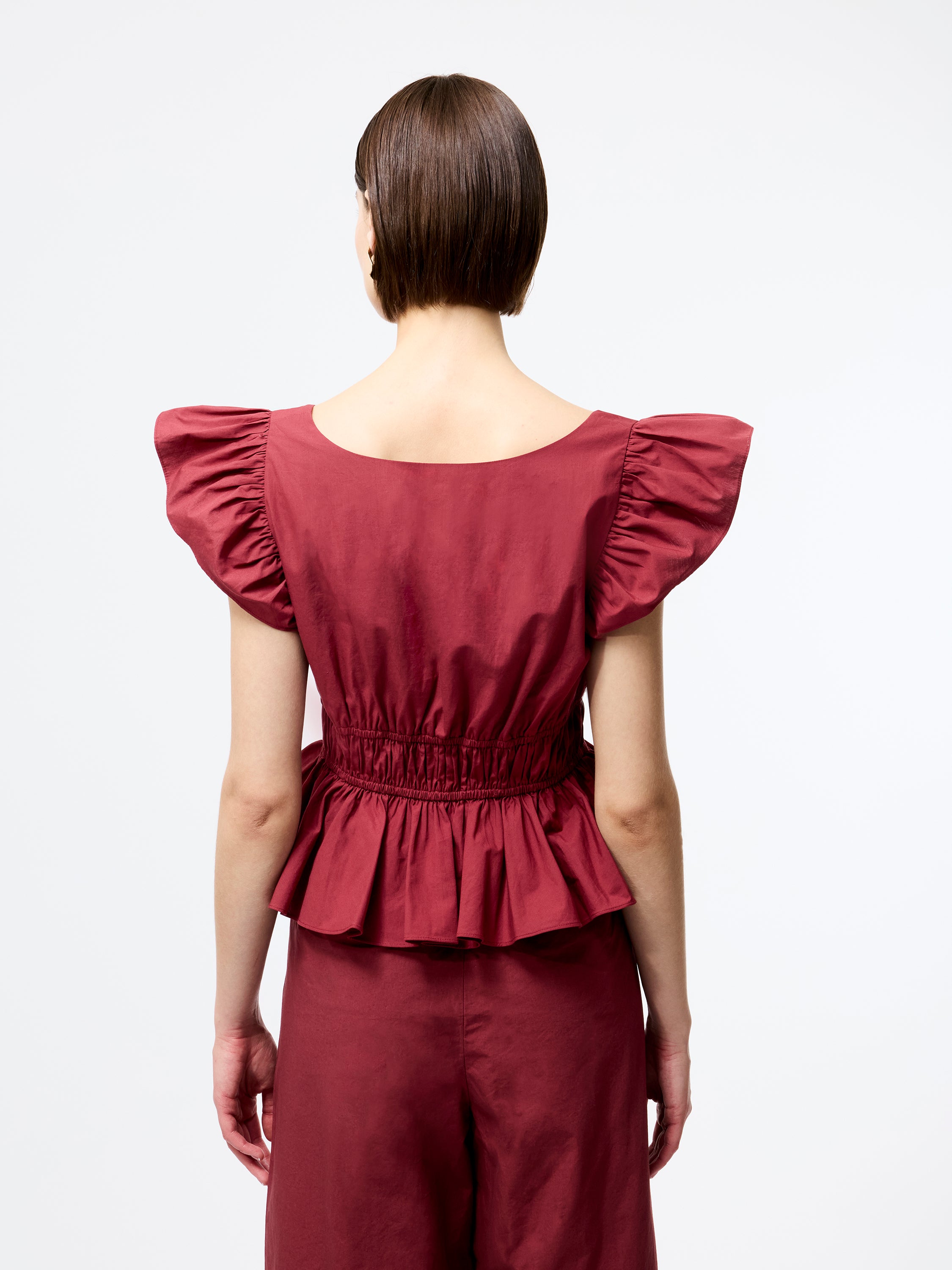 Cambria Cotton Scoop Neck Ruffle Top