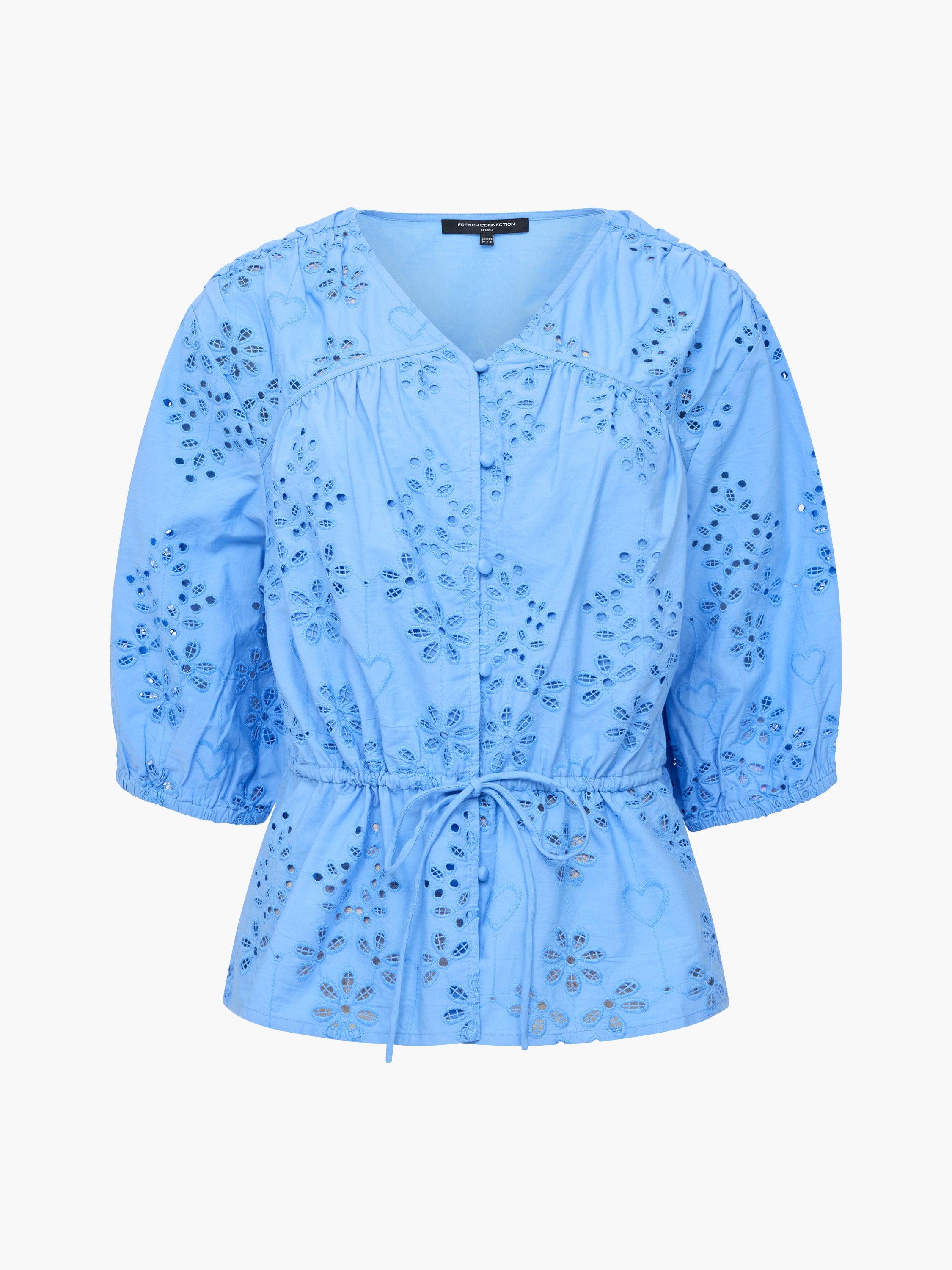 Cambria Cotton Puff Sleeve Broderie Top