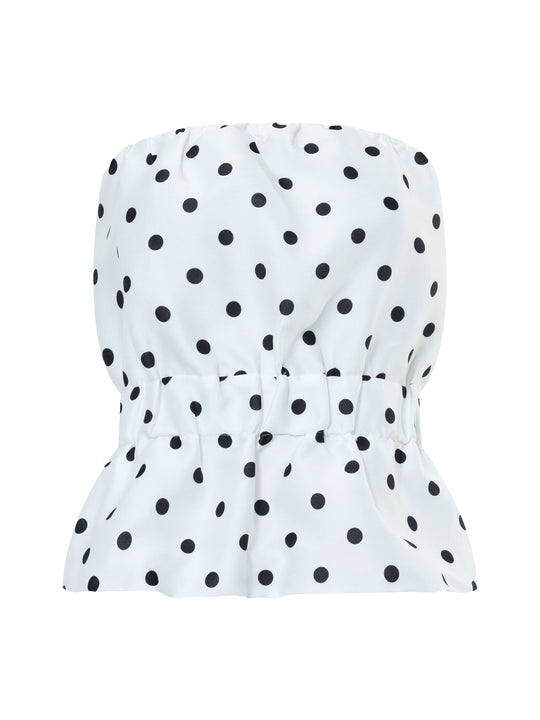 Strapless Polka Dot Peplum Top
