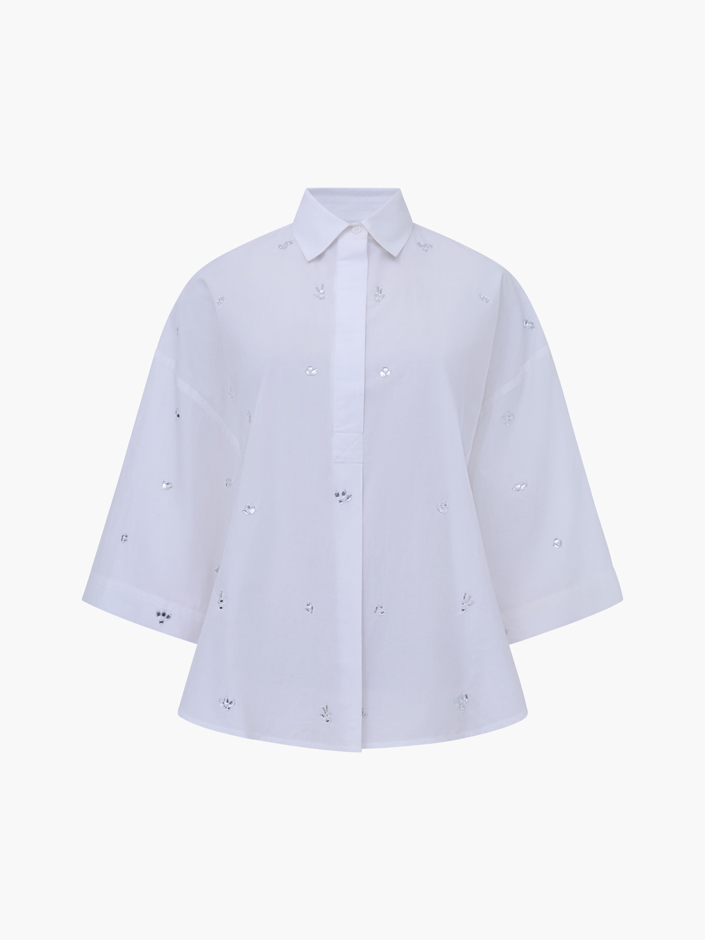 Rhinestone Poplin Popover Shirt