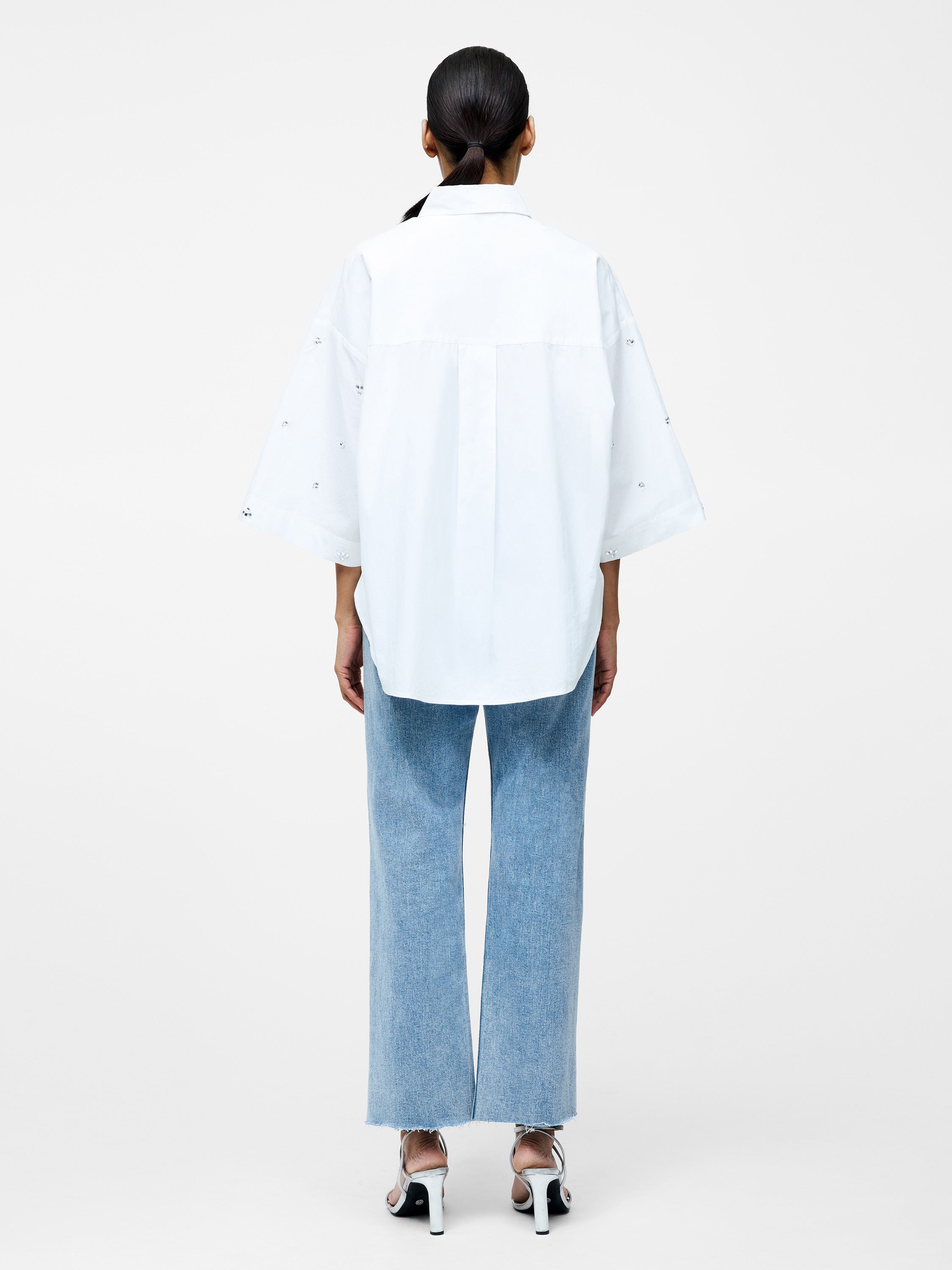 Rhinestone Poplin Popover Shirt