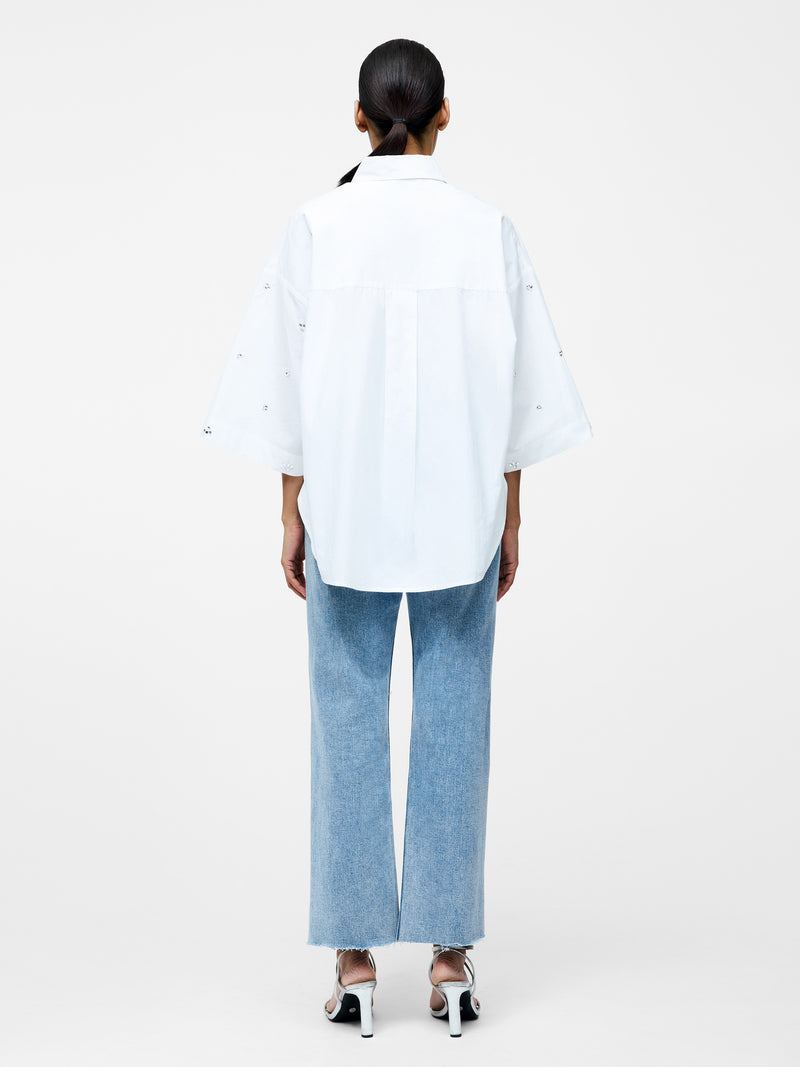 Rhinestone Poplin Popover Shirt