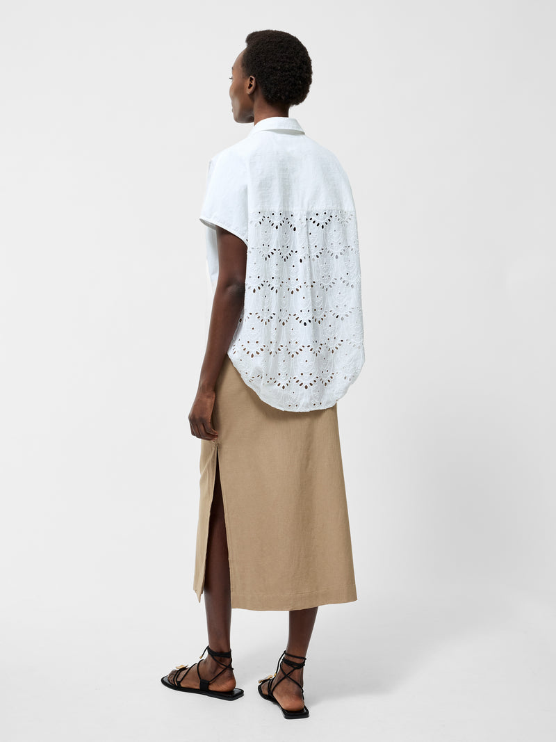 Broderie Back Short Sleeve Popover Shirt