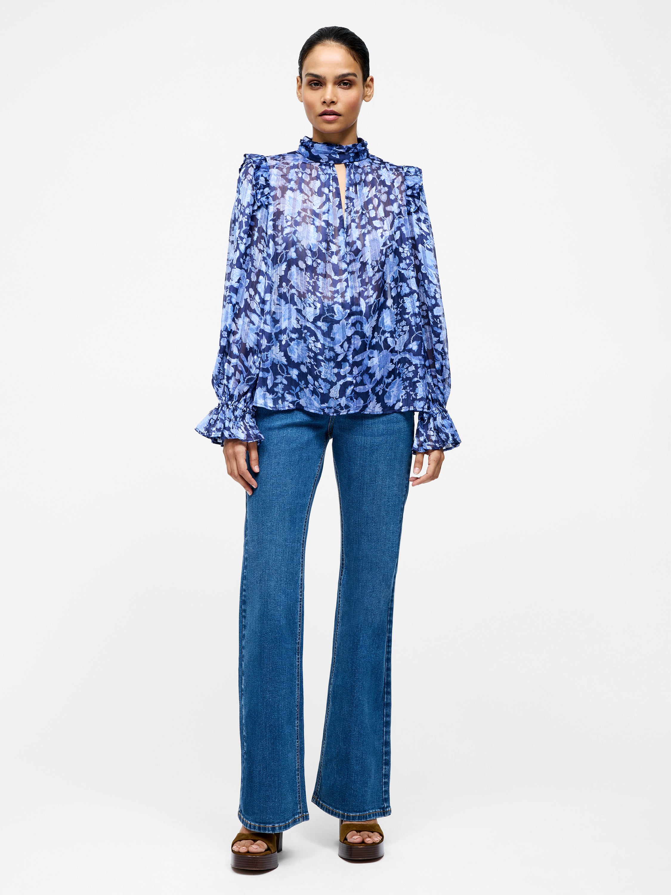 Cynthia Frill Long Sleeve Top