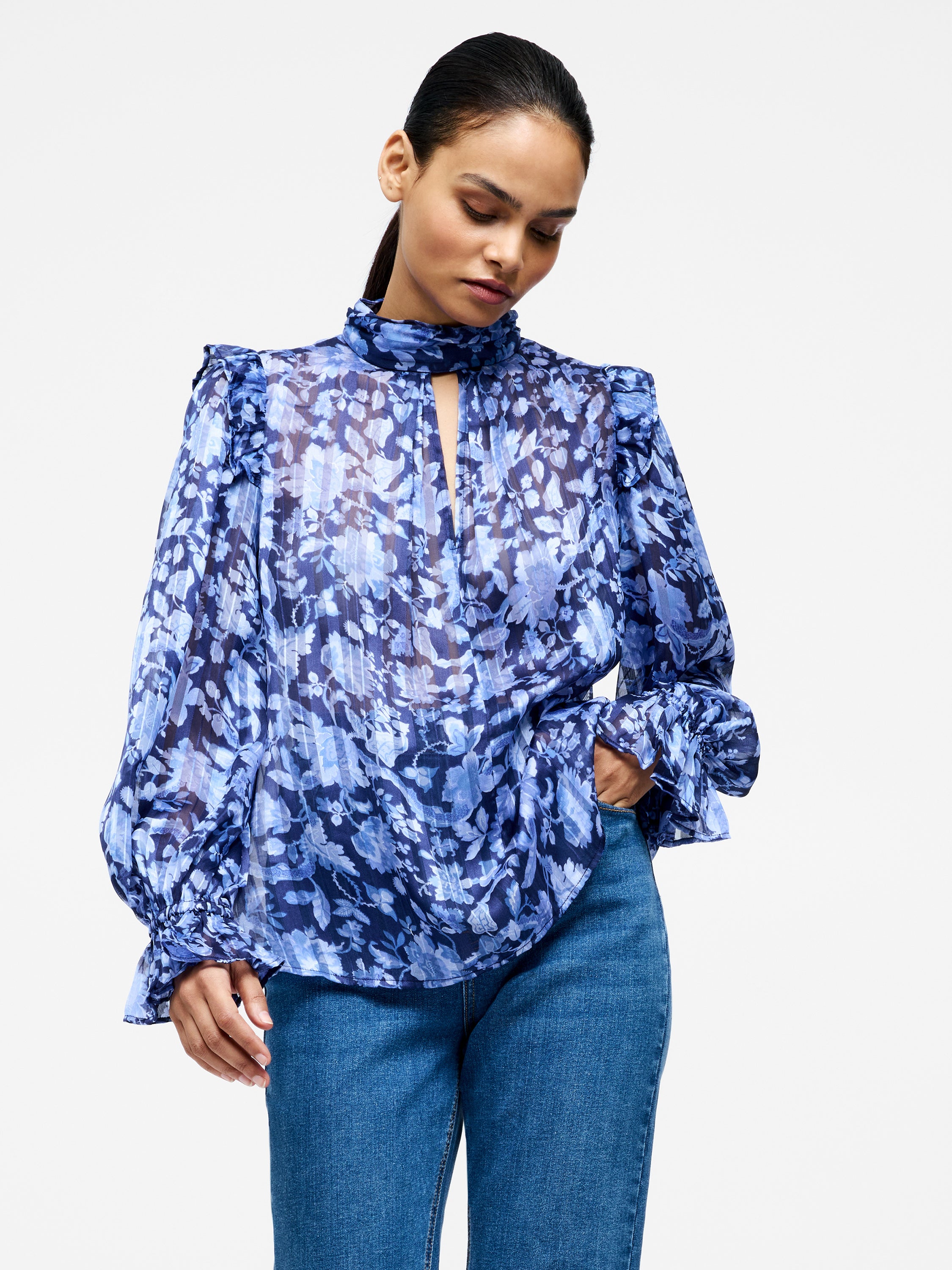 Cynthia Frill Long Sleeve Top