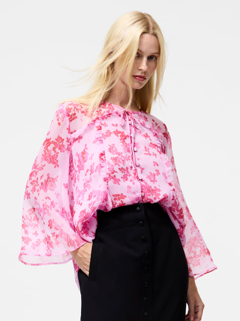 Isla Hallie Crinkle Tie Neck Top