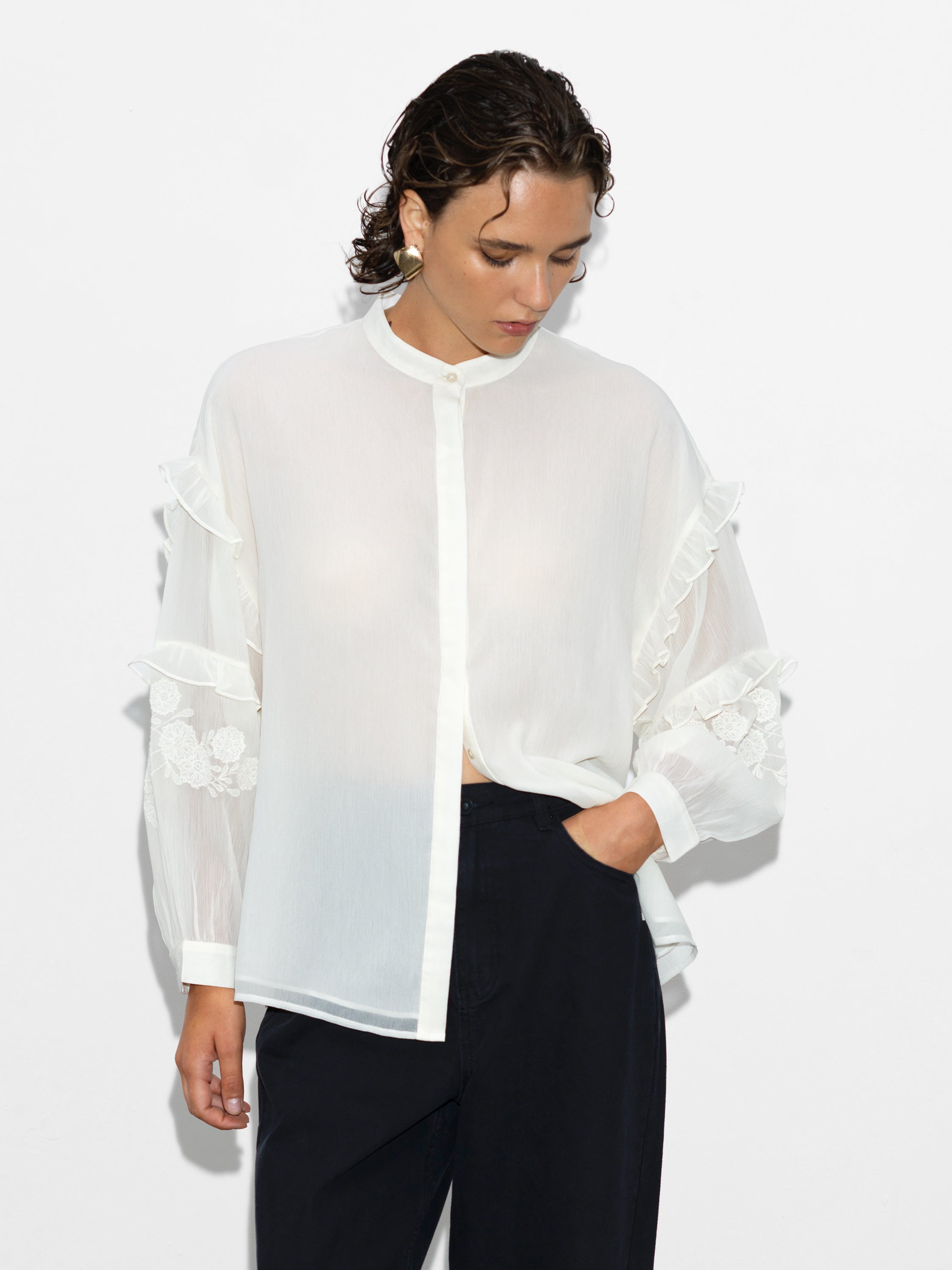 Emina Chiffon Embroidered Shirt