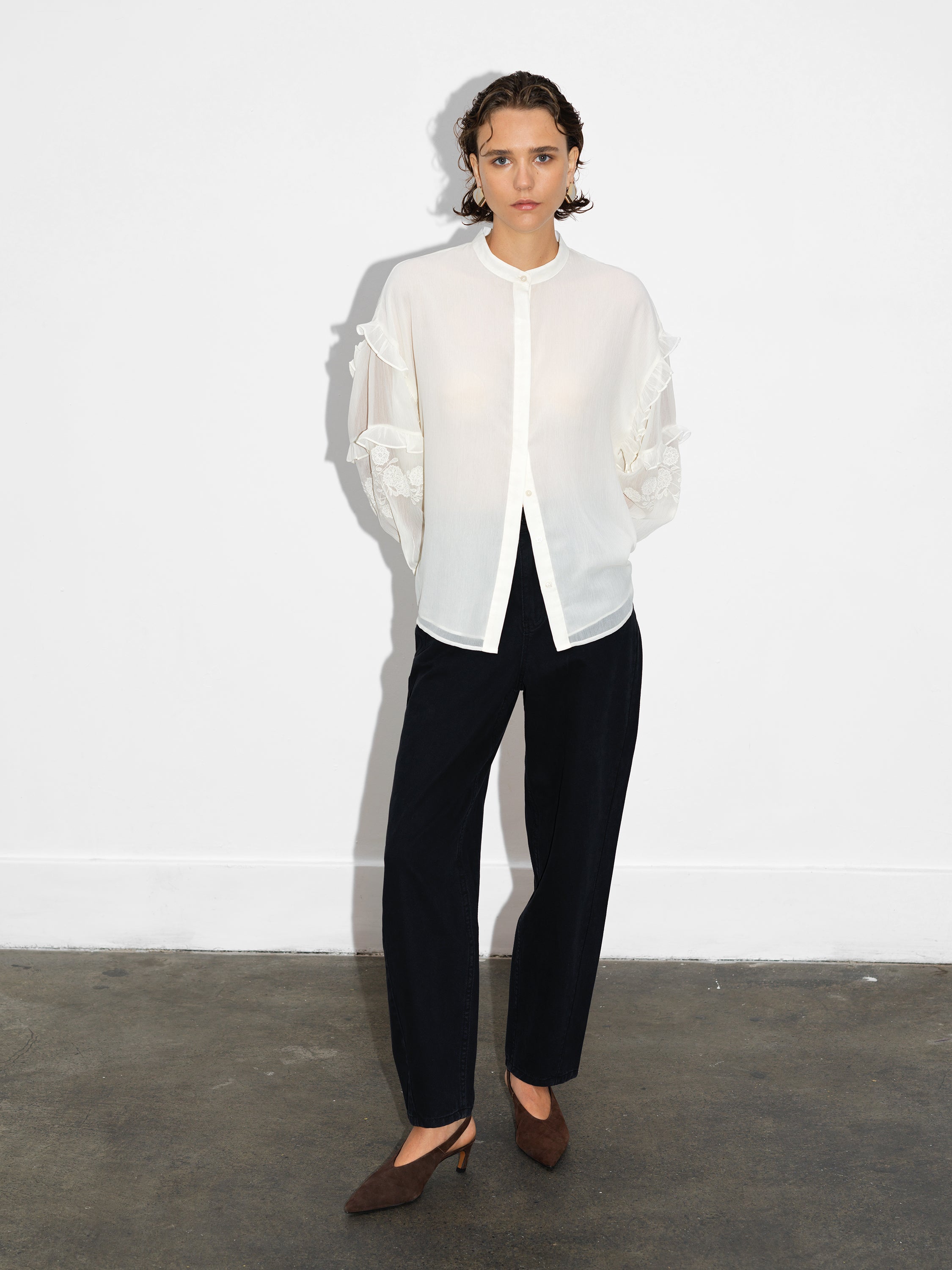 Emina Chiffon Embroidered Shirt