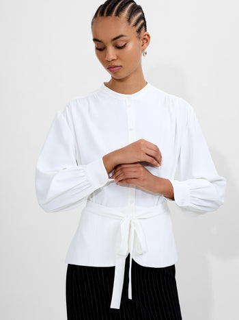 Arezzo Long Sleeve Waist Tie Shirt