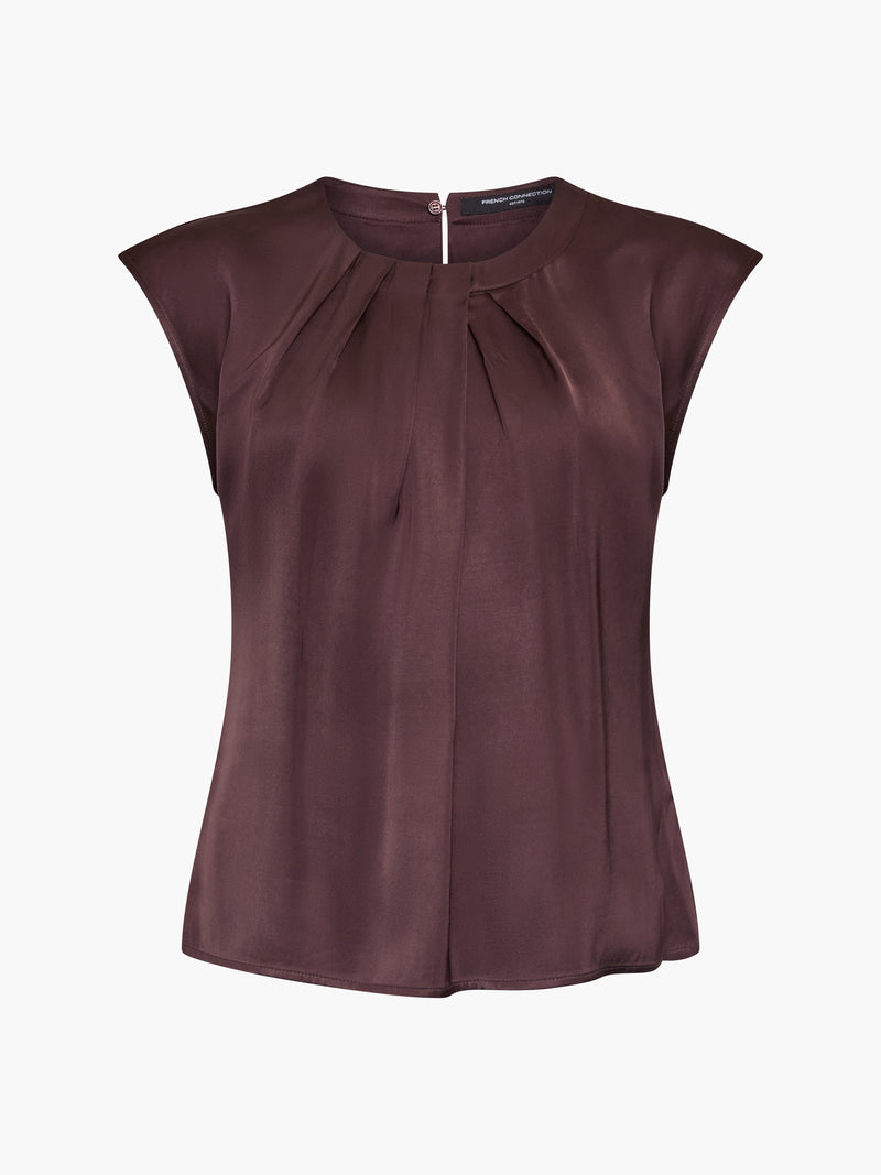 Sera Eco Satin Pleated Sleeveless Blouse