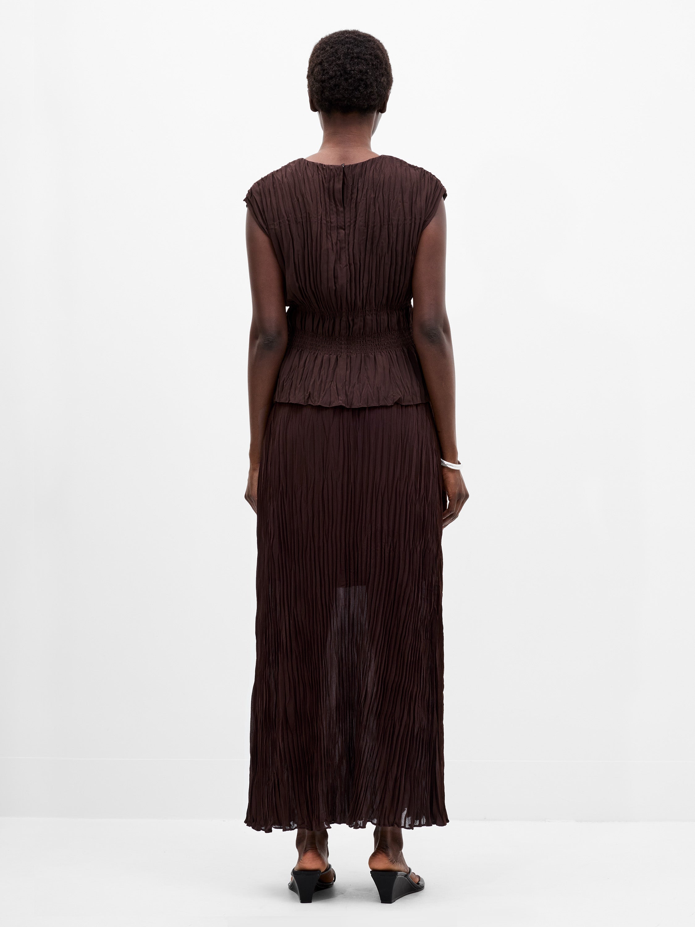 Saylor Pleated Georgette Sleeveless Top