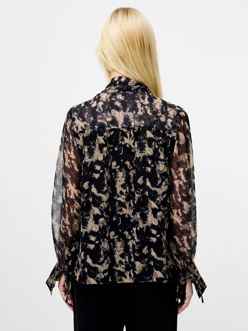 Amelia Hallie Crinkle Tie Neck Blouse