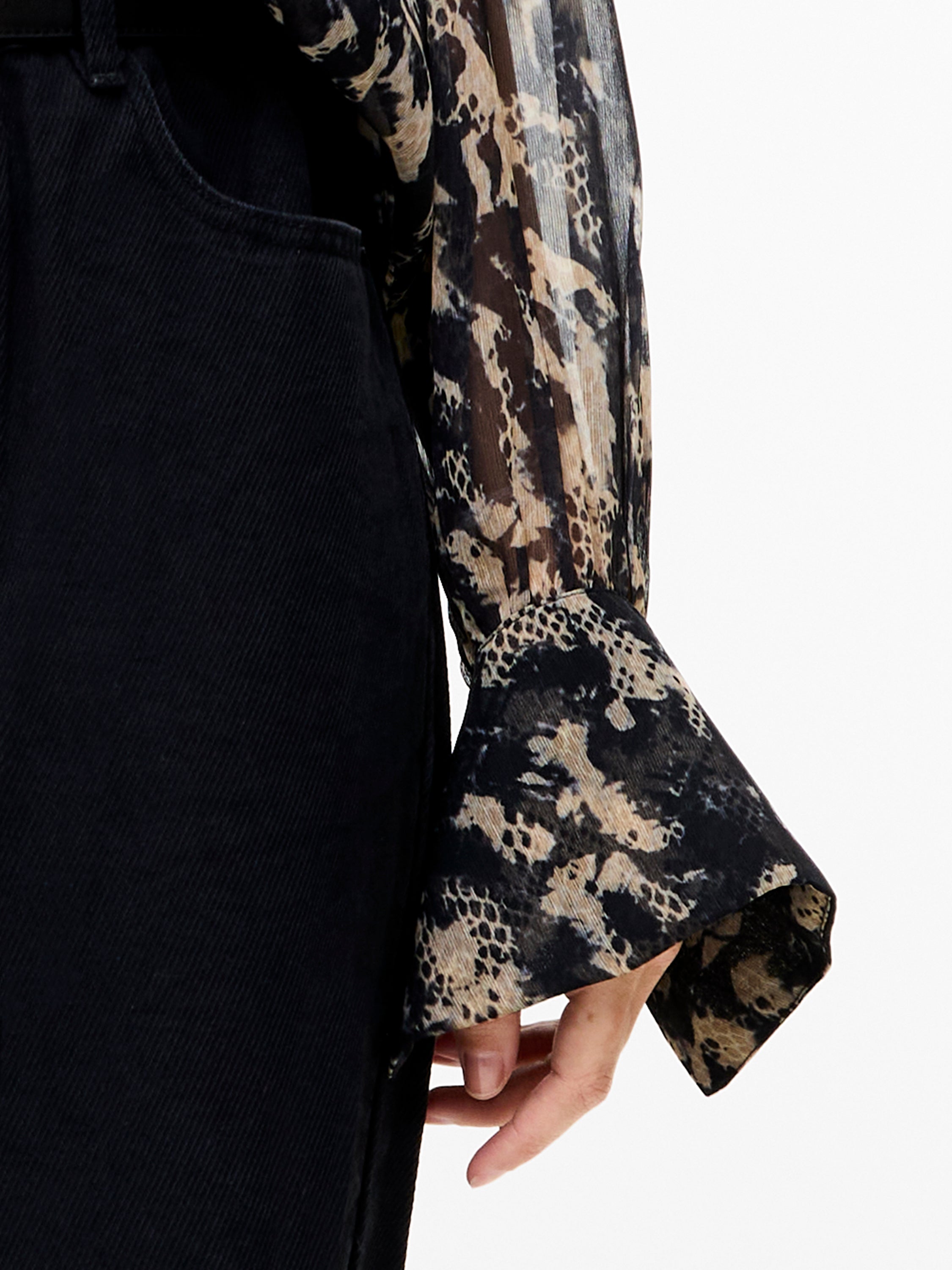 Amelia Hallie Crinkle Tie Neck Blouse