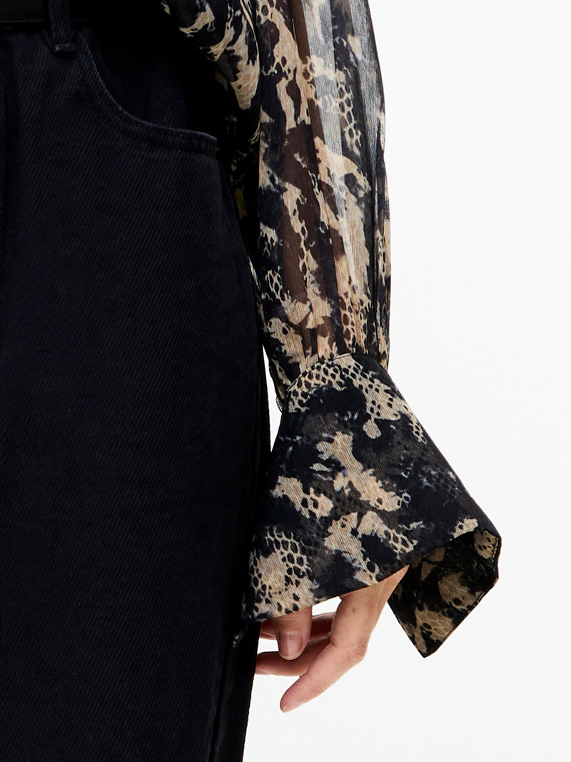 Amelia Hallie Crinkle Tie Neck Blouse