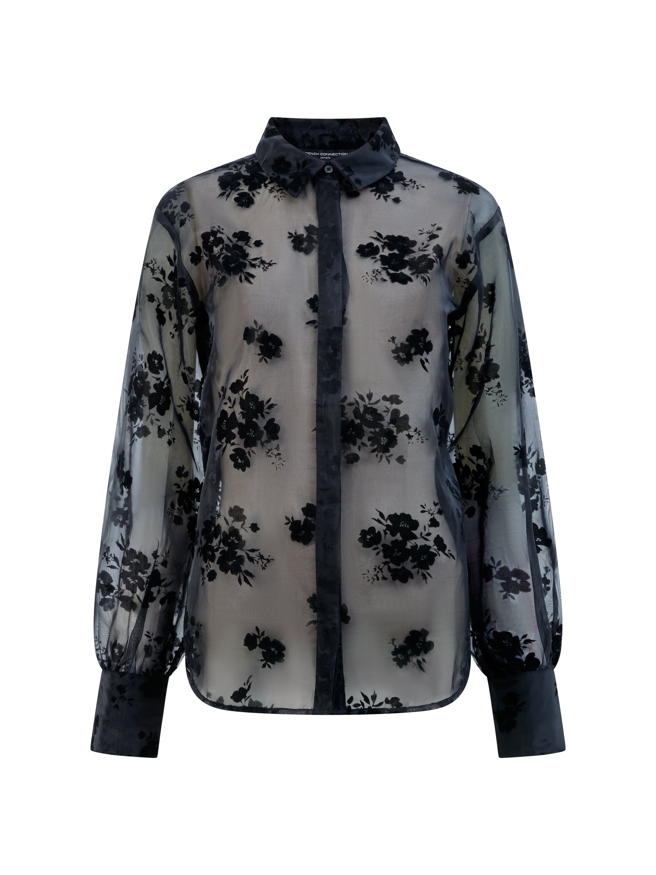 Mika Flocked Organza Floral Long Sleeve Shirt