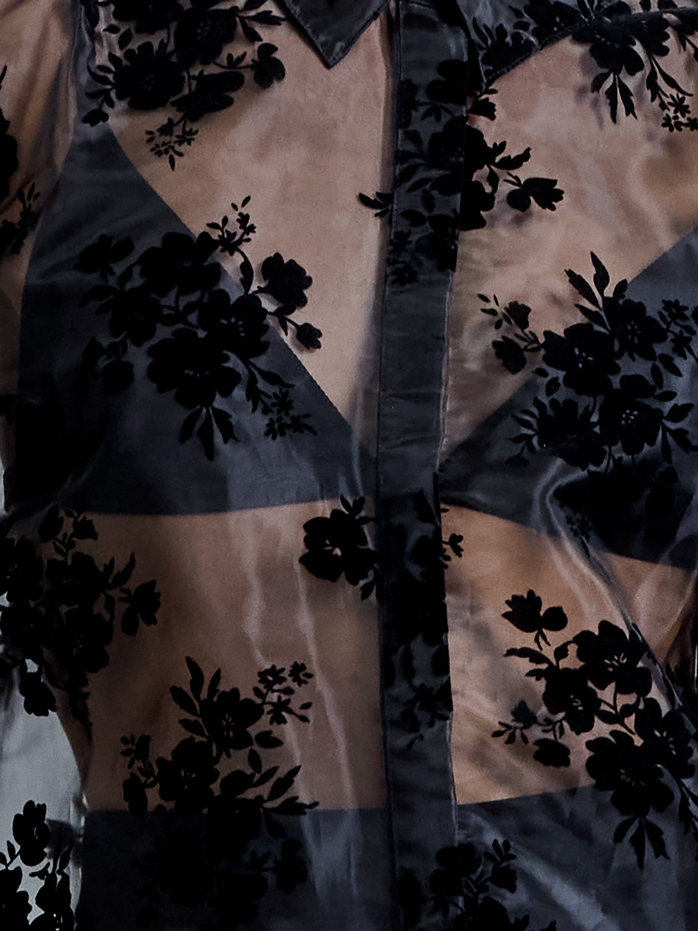 Mika Flocked Organza Floral Long Sleeve Shirt