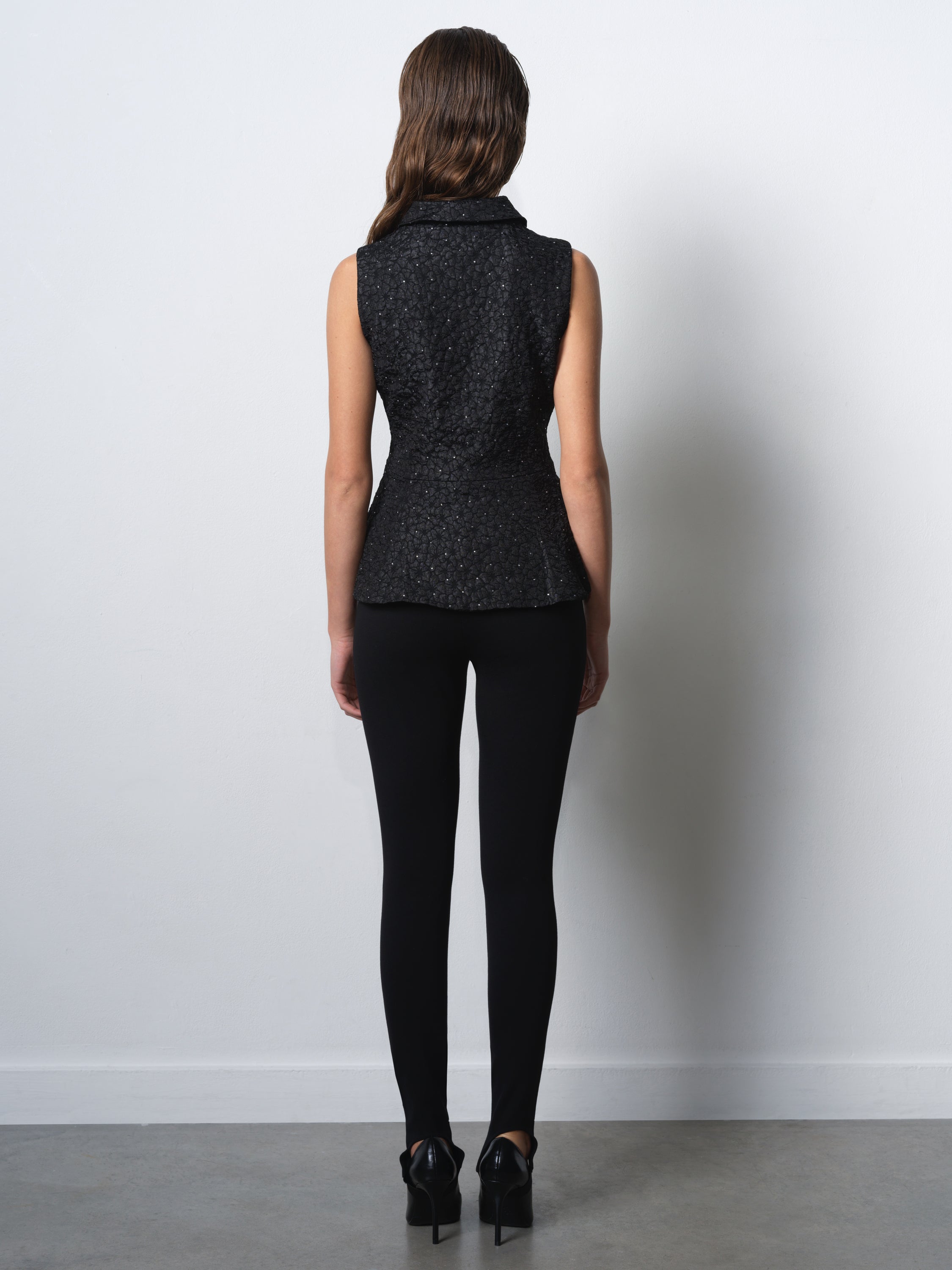 Yelena Jacquard Diamante Peplum Waistcoat Top