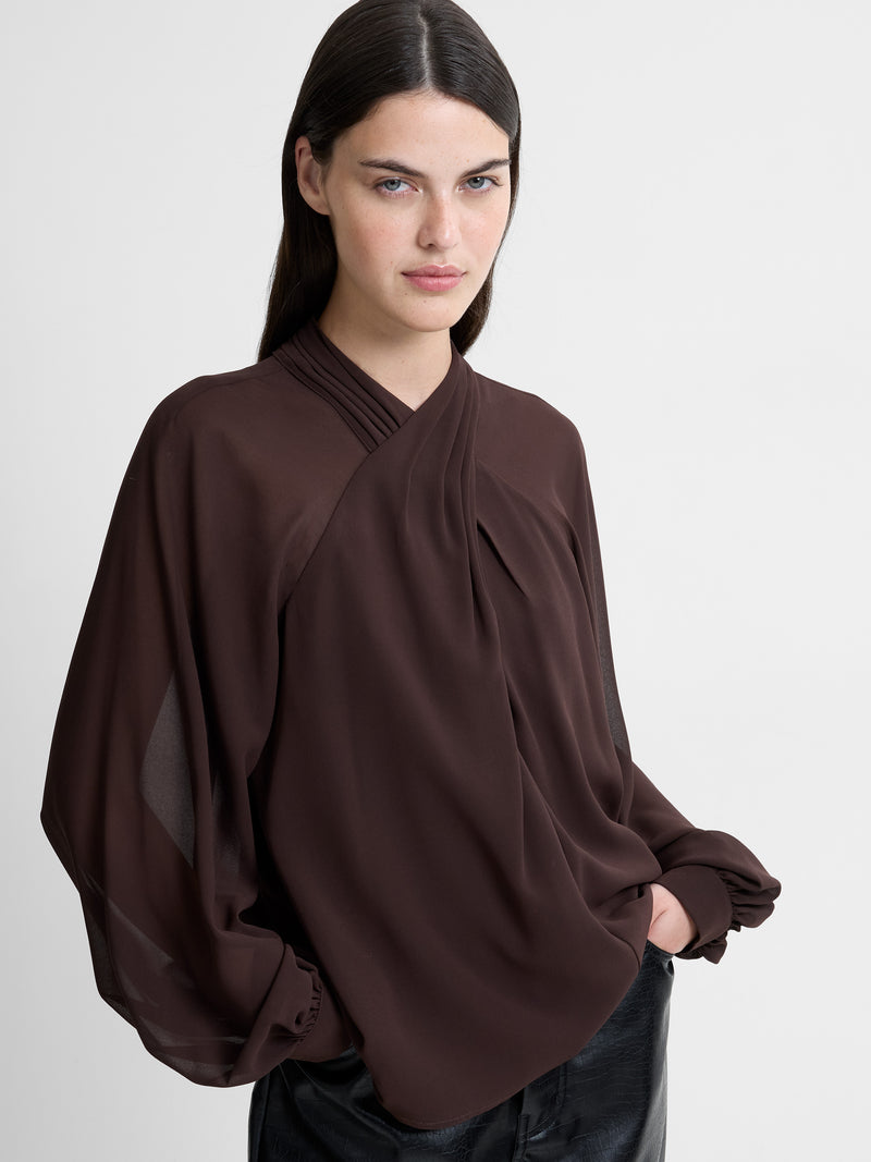 Eden Georgette Long Sleeve Wrap Blouse
