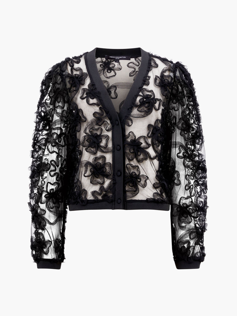 Applique Mesh Cardigan