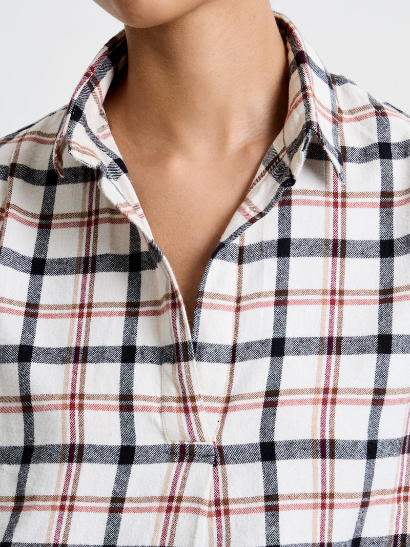 Mixed Flannel Check Popover Shirt