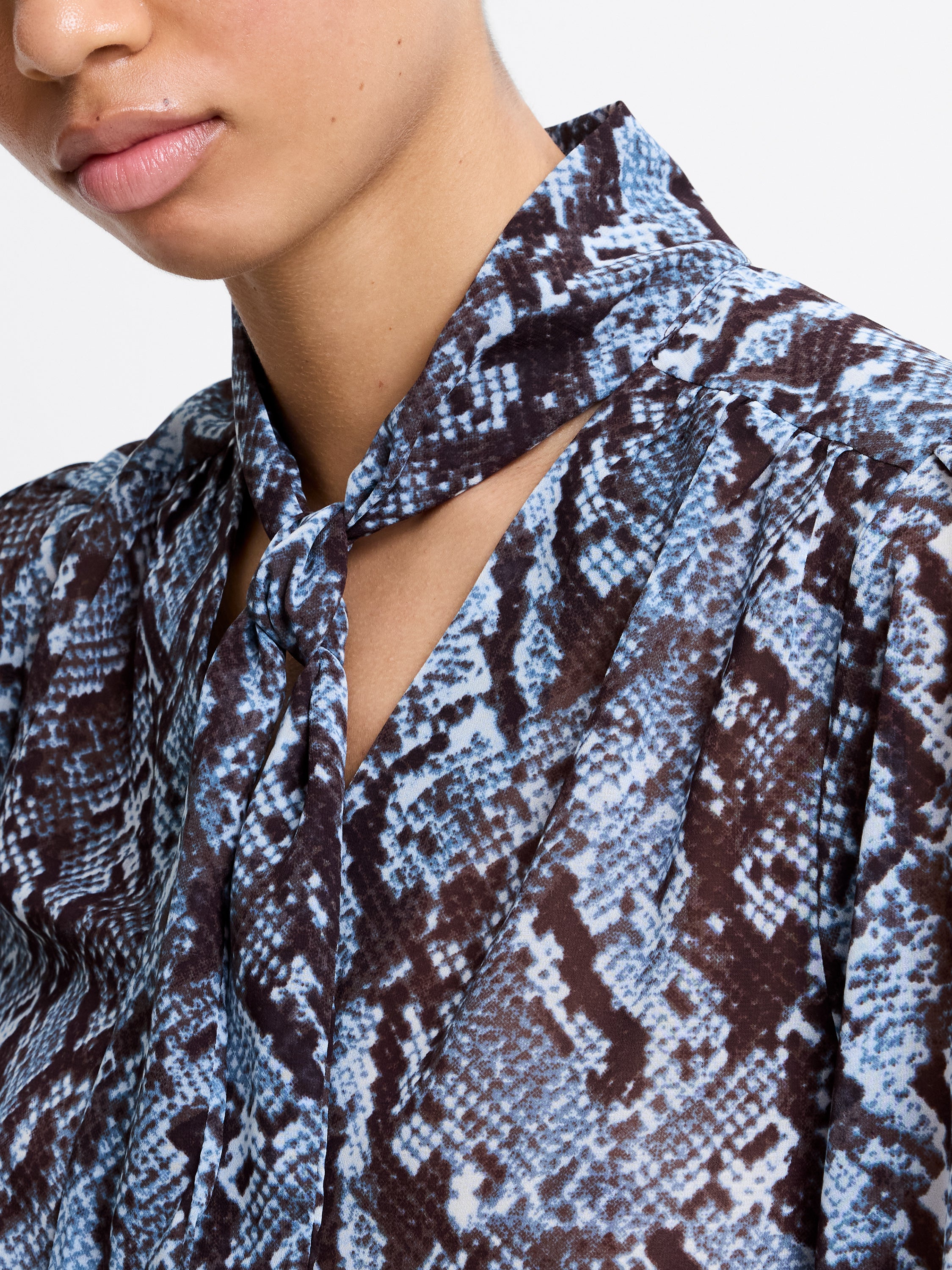 Snake Print Tie Neck Top