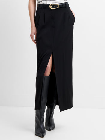 Harry Tailored Front Slit Midi Skirt