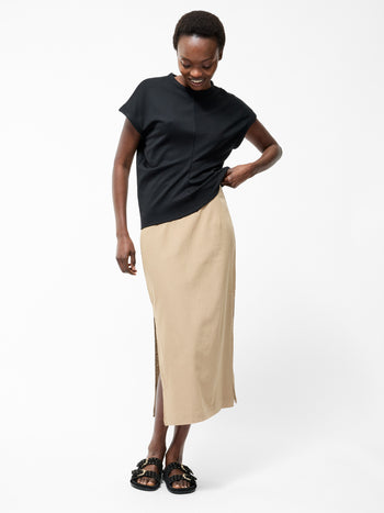 Linen Column Midi Skirt