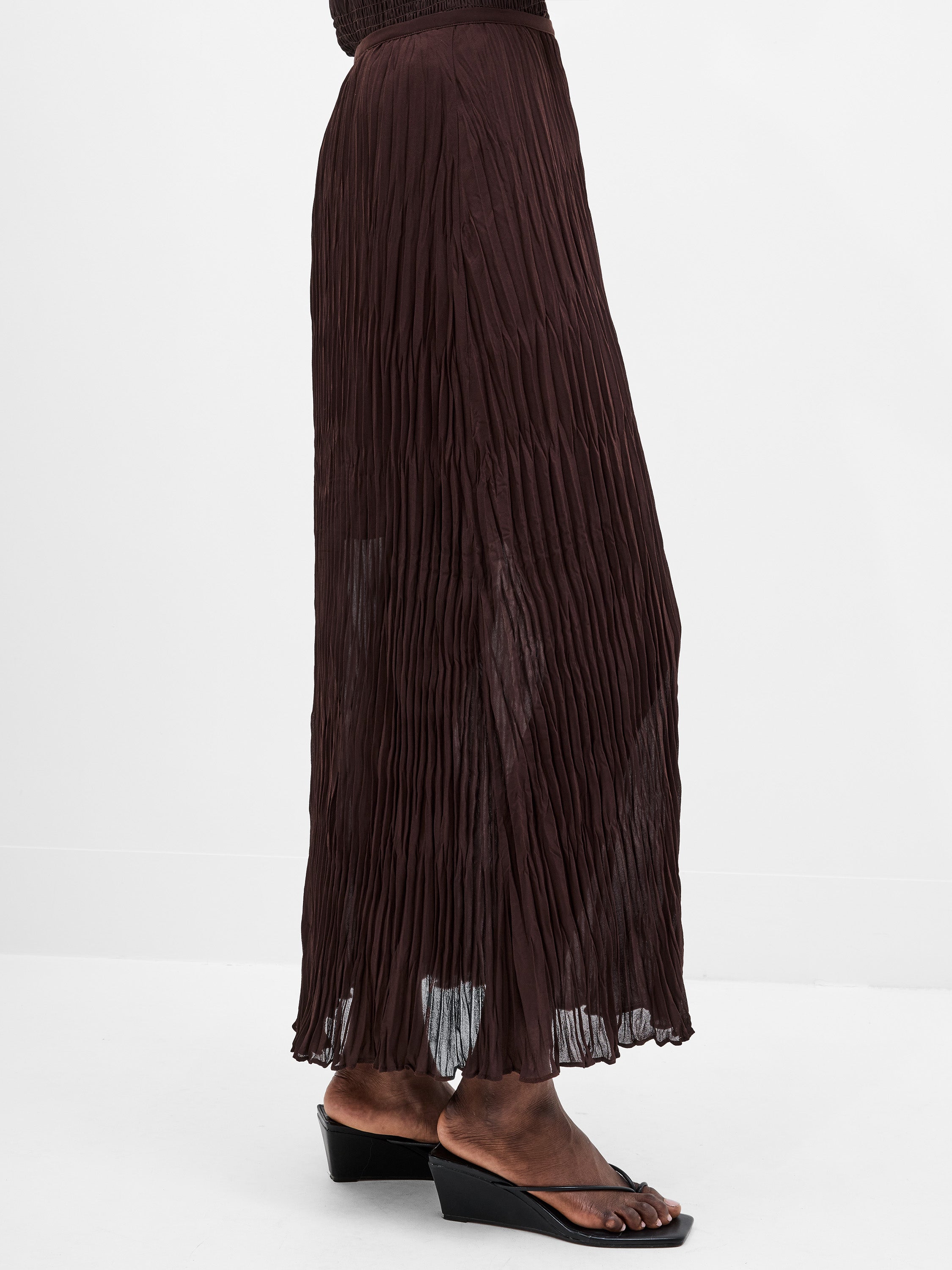 Saylor Pleated Overlay Maxi Skirt