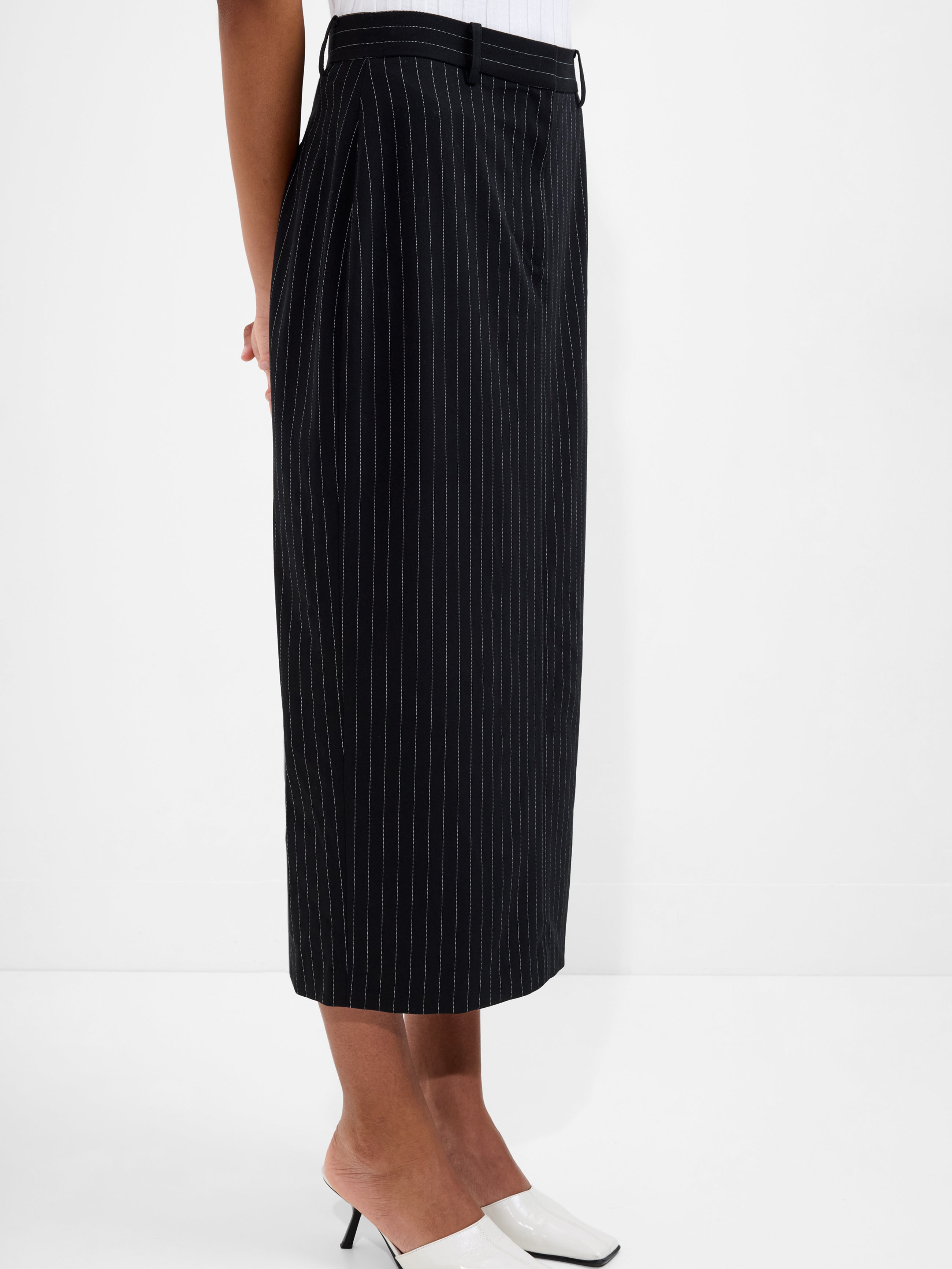 Morgan Tailored Pinstripe Midi Skirt