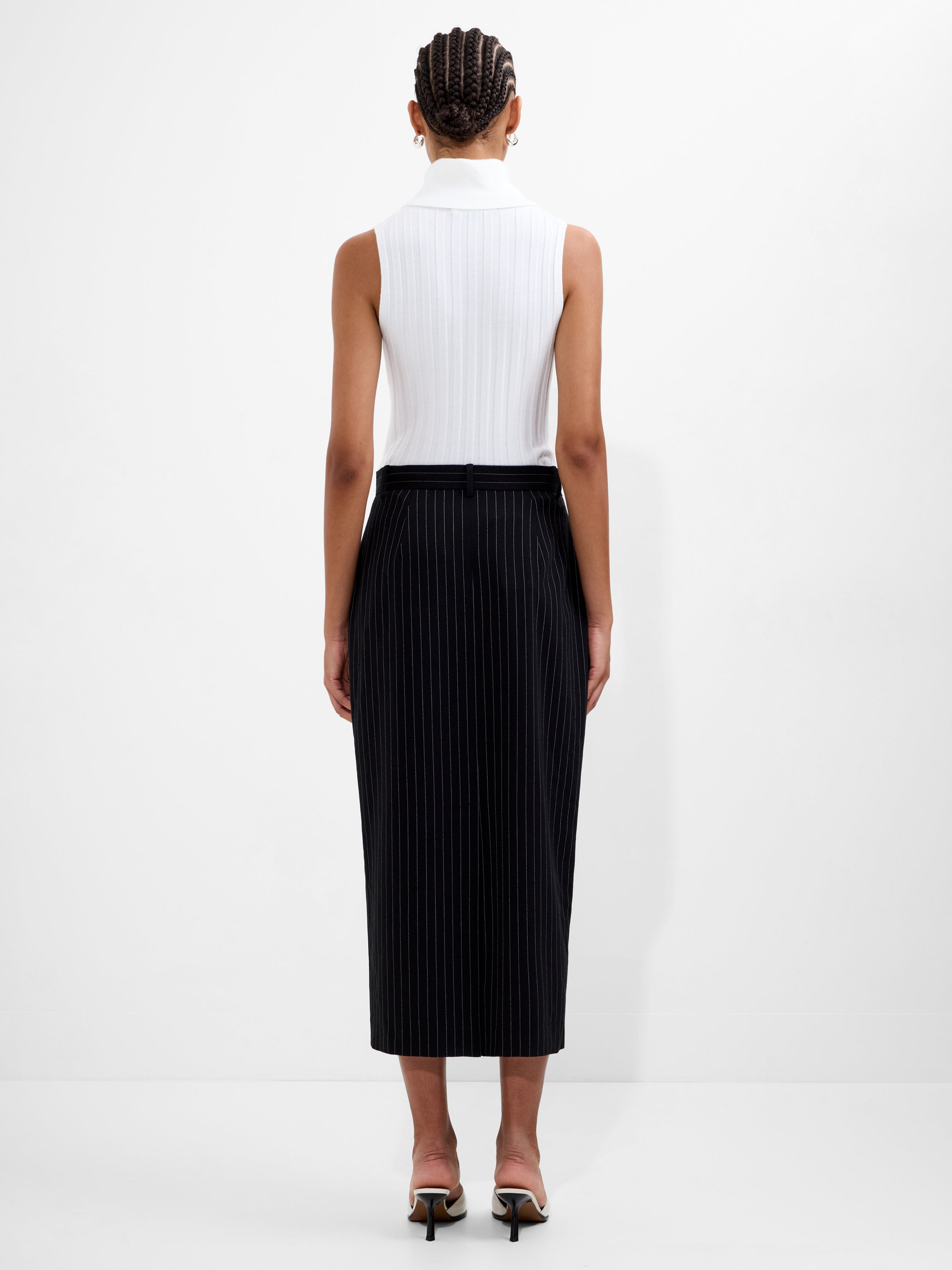 Morgan Tailored Pinstripe Midi Skirt