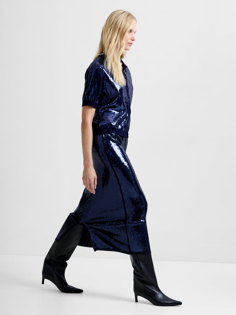 Hannah Knit Sequin Midi Skirt
