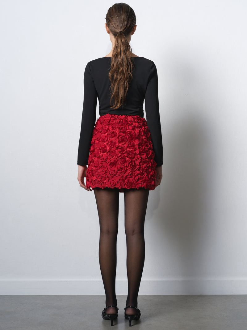 Verity 3D Floral Textured Mini Skirt