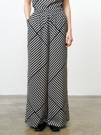 Striped Damasco Wide Leg Trousers