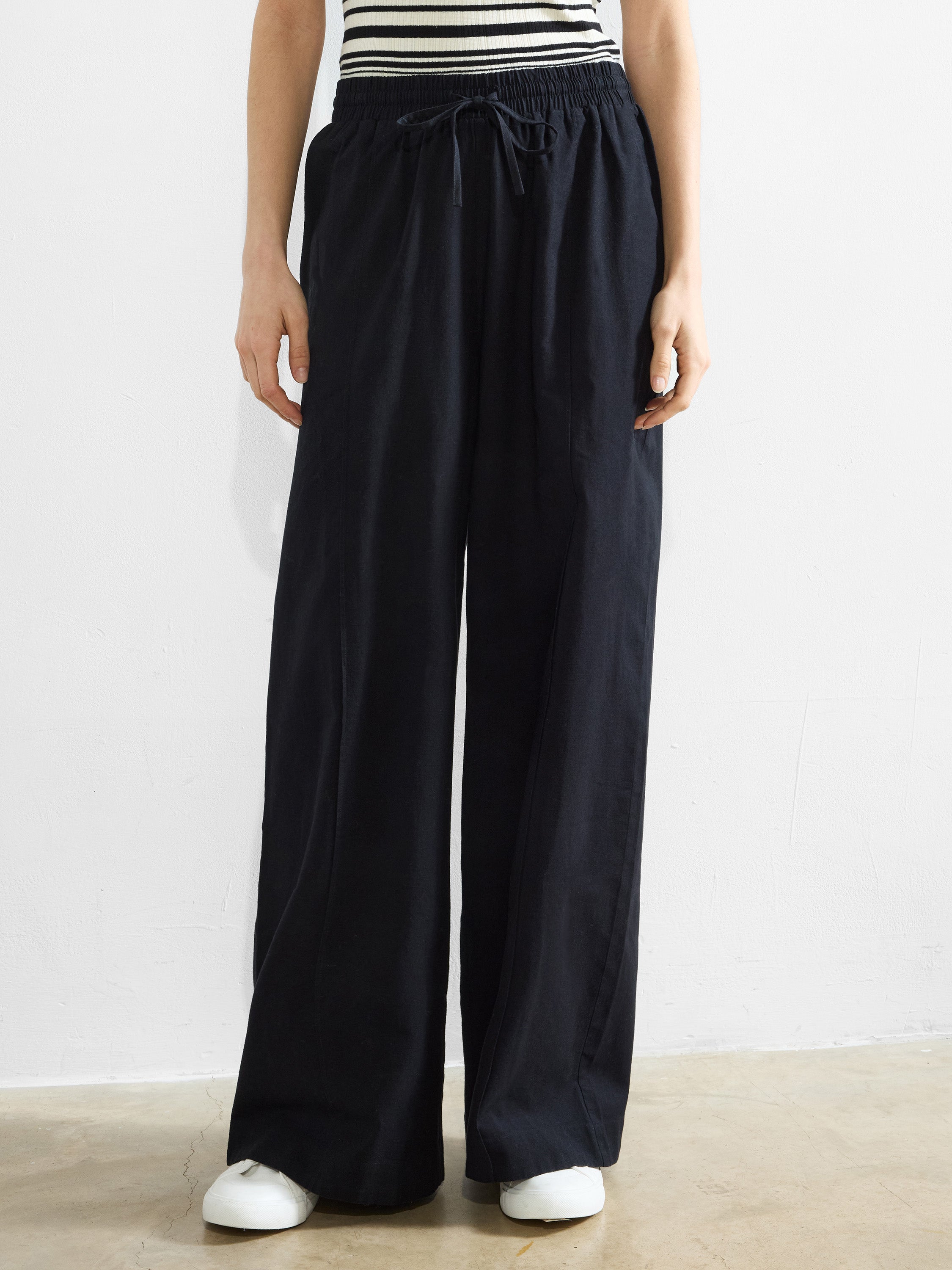 Clare Linen Blend Wide Leg Trousers