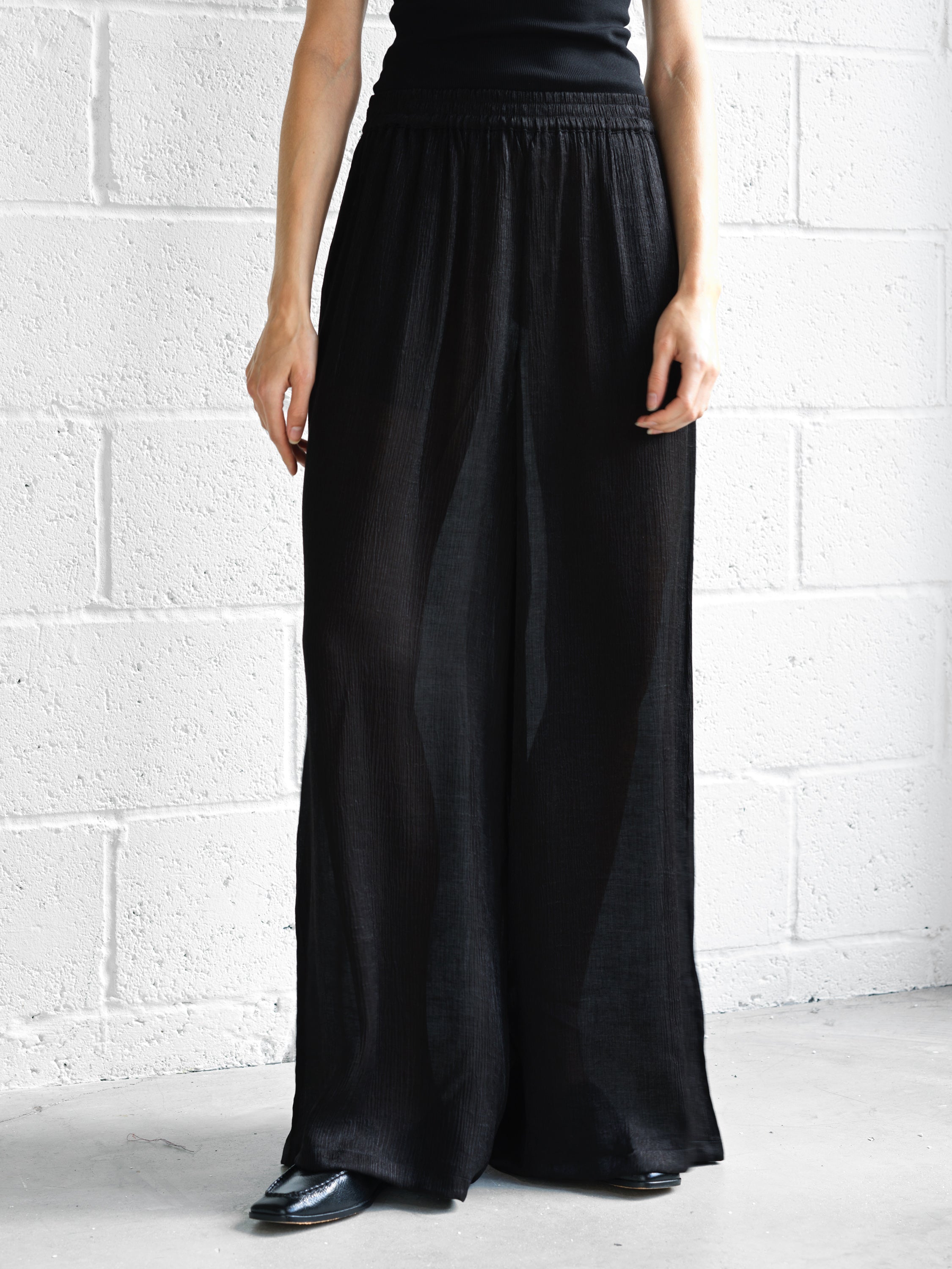 Terry Crinkle Wide Leg Trousers