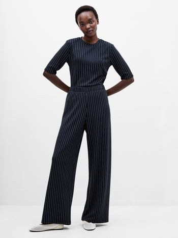 Regina Jersey Pinstripe Wide Leg Trousers