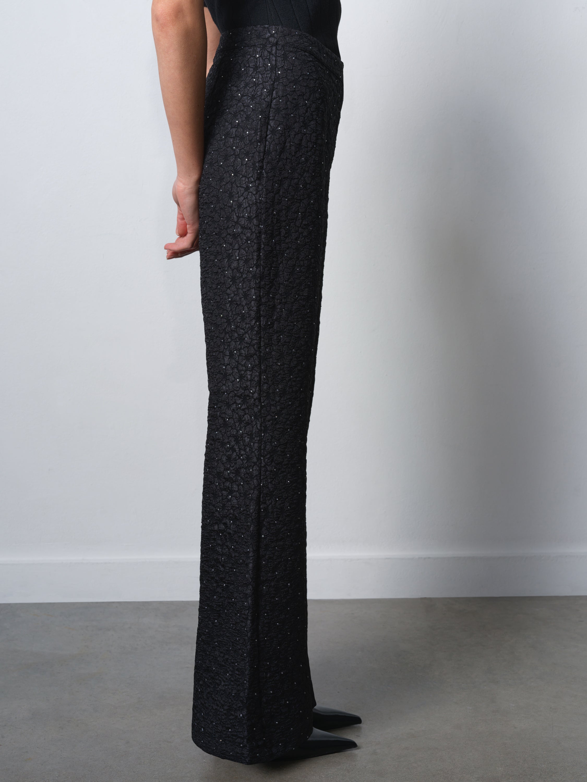 Yelena Jacquard Diamante Flared Trousers
