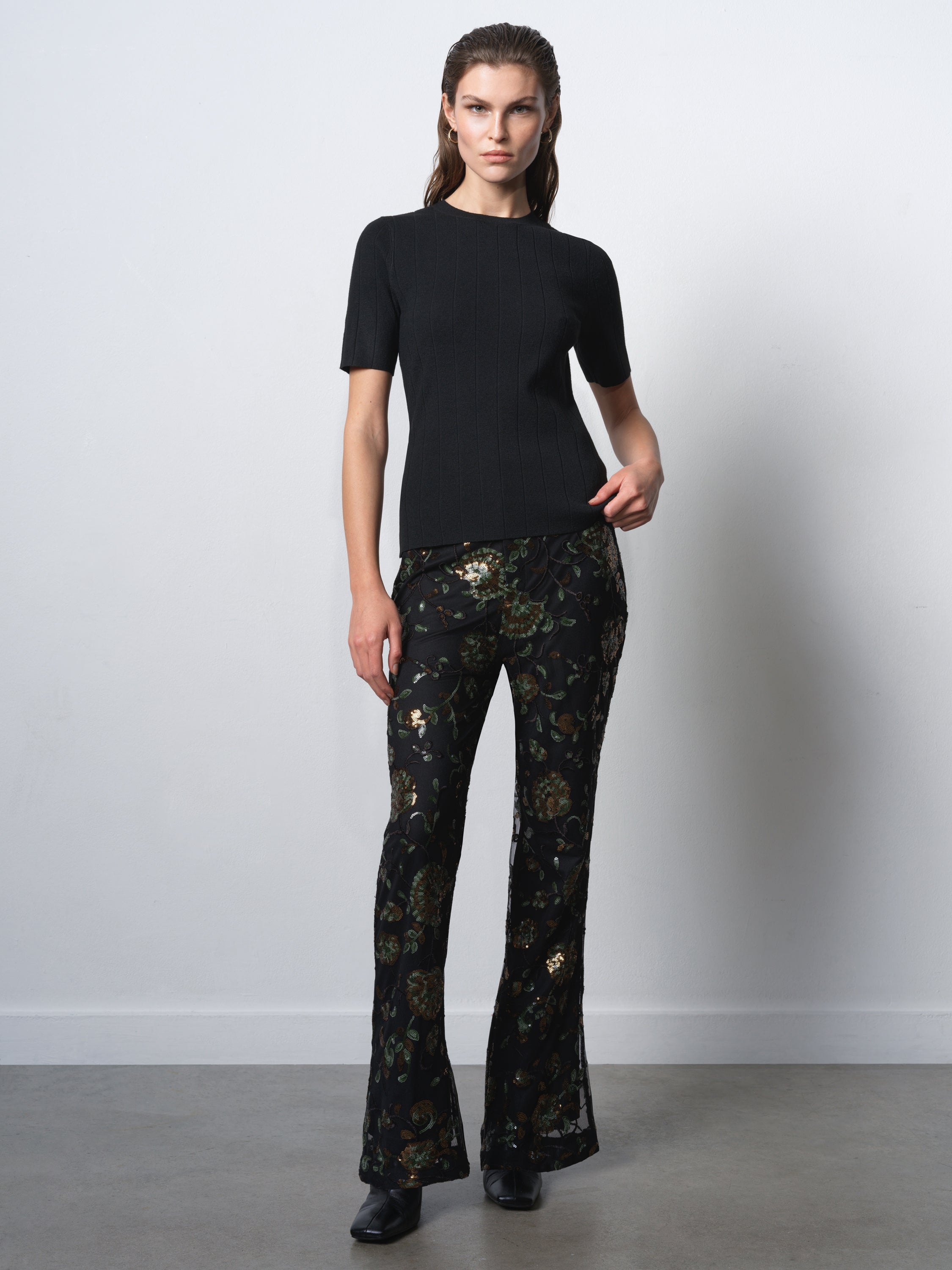 Roshene Sequin Flare Trousers