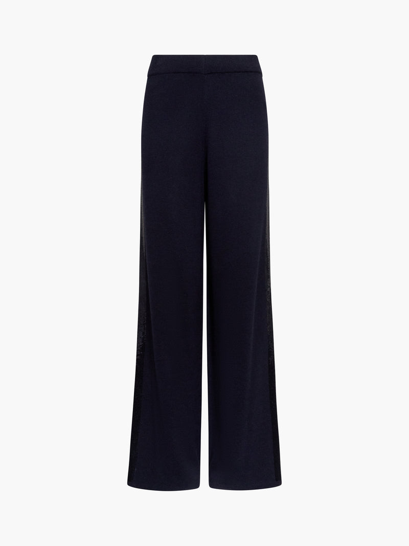 Hannah Knit Sequin Side Panel Wide Leg Trousers