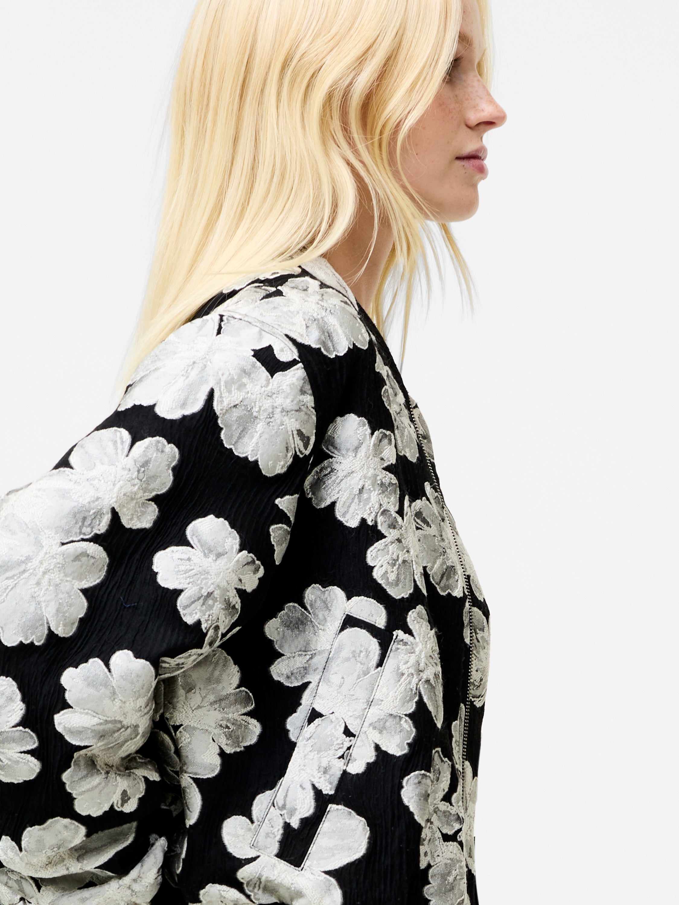 Lora Poly Jacquard Bomber Jacket