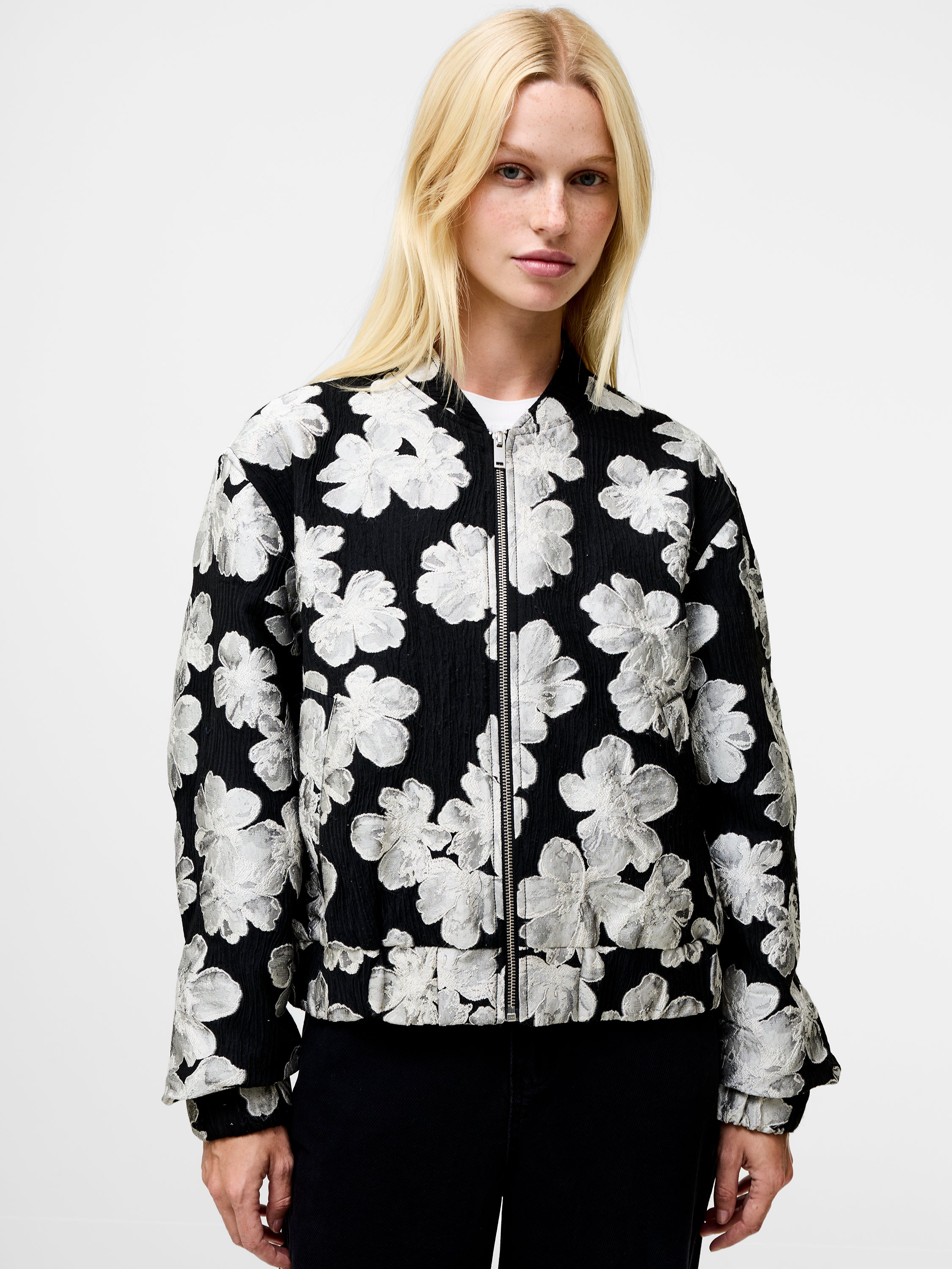 Lora Poly Jacquard Bomber Jacket
