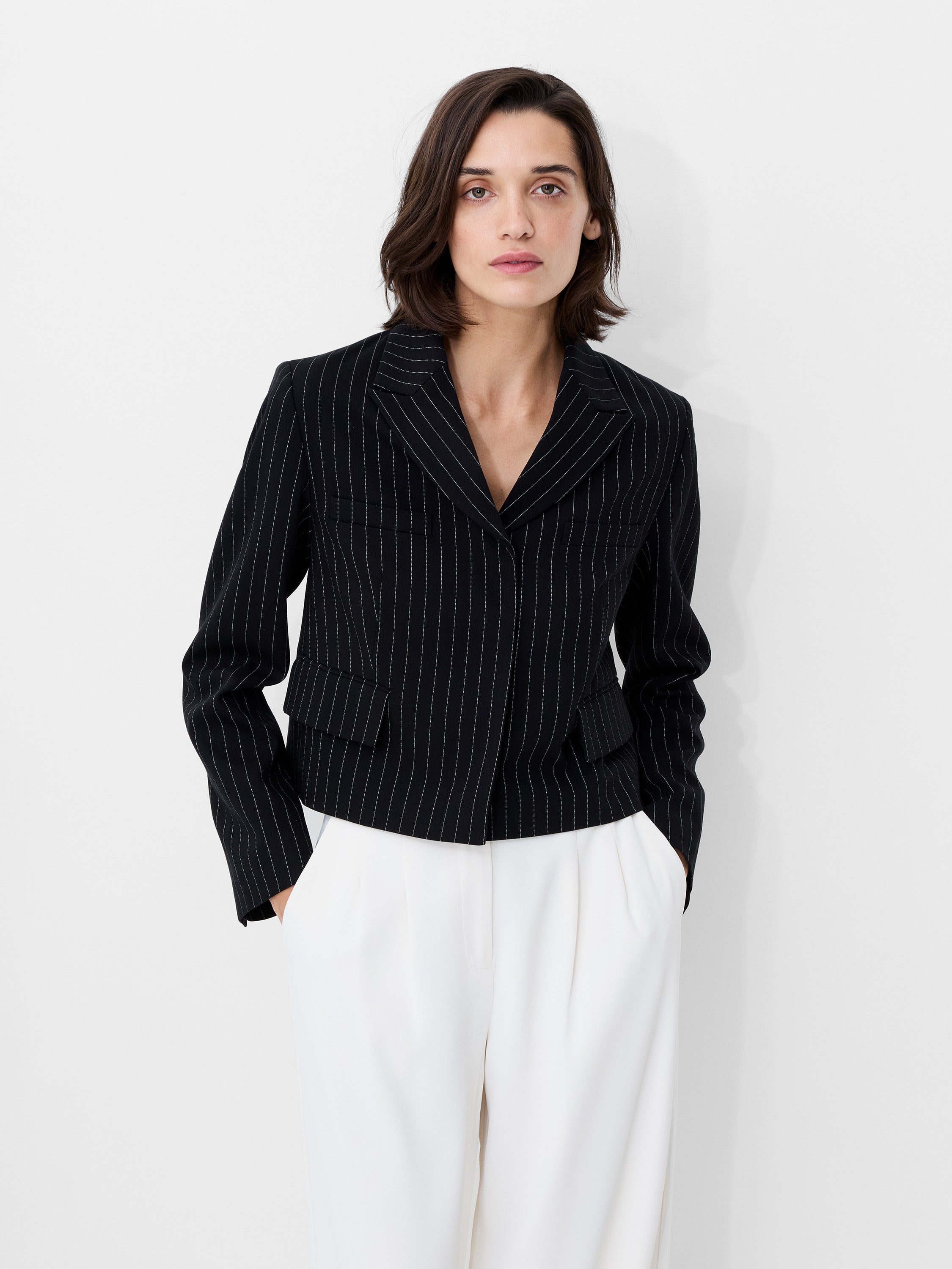 Morgan Tailored Pinstripe Cropped Blazer