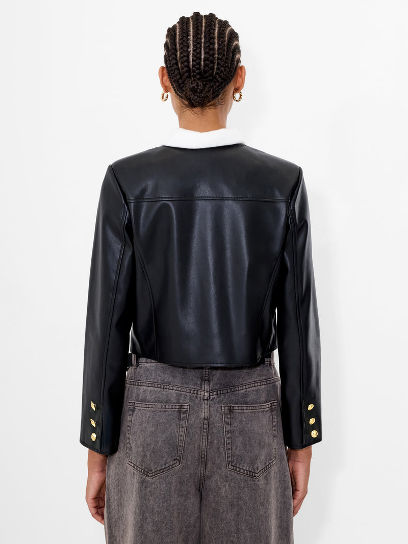 Dessa Faux Leather Cropped Jacket