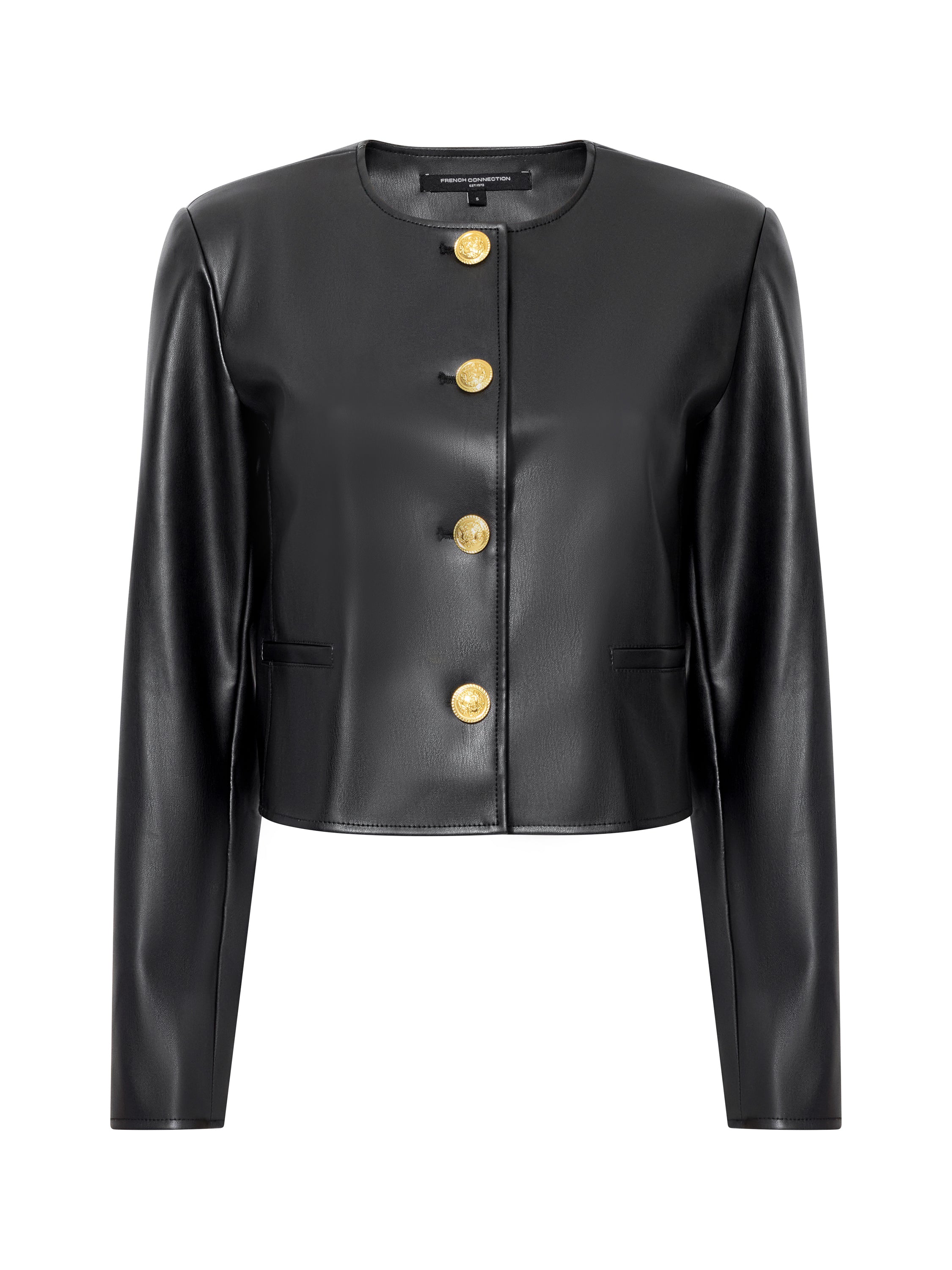 Dessa Faux Leather Cropped Jacket