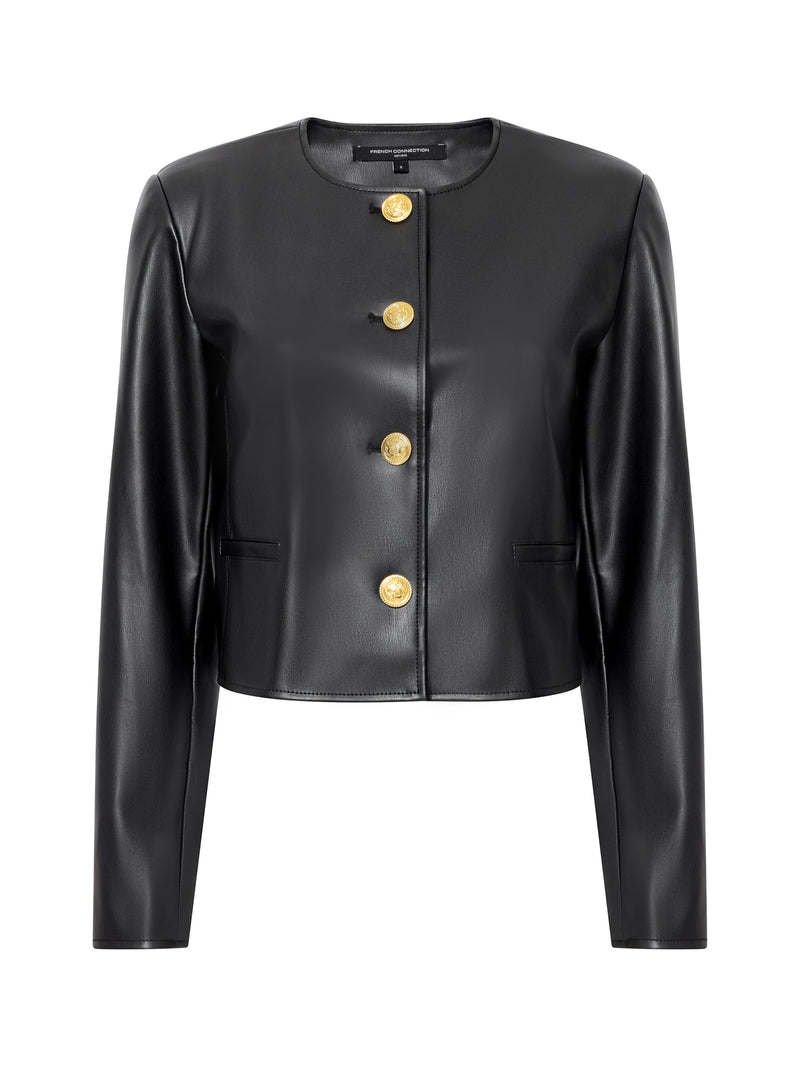 Dessa Faux Leather Cropped Jacket