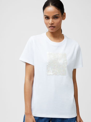 Sequin Jersey Short Sleeve T-Shirt