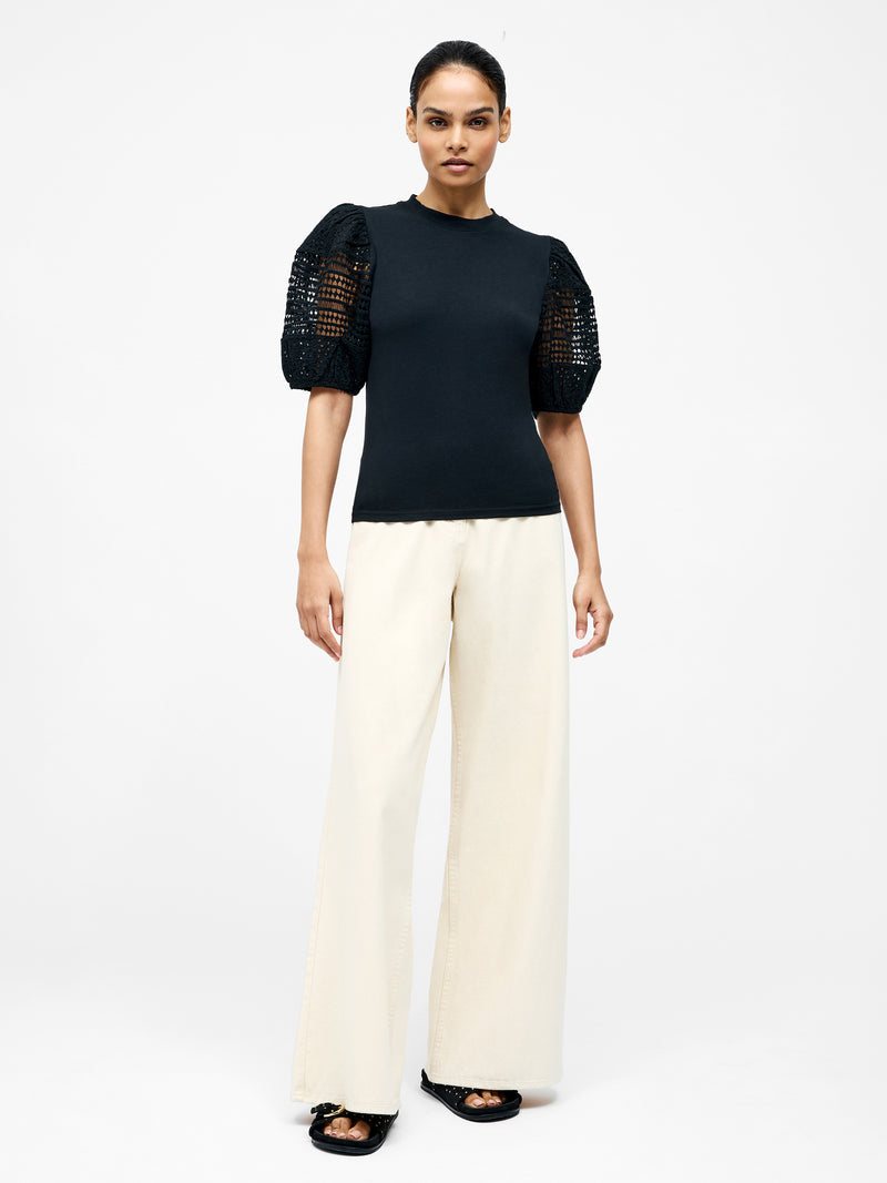 Crochet Lace Puff Sleeve Top